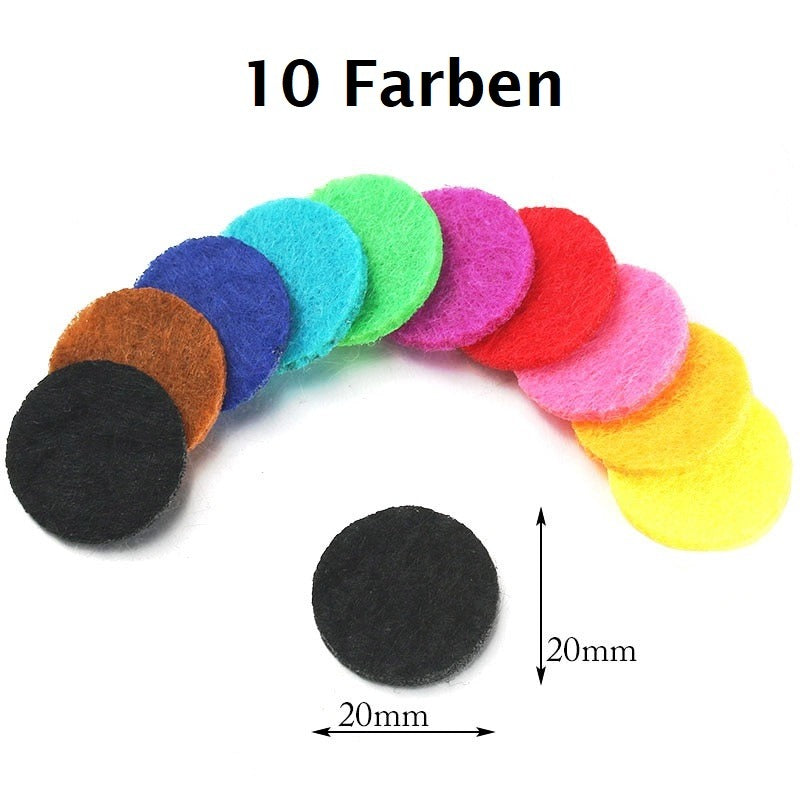 Filz Pads 10x Bunt (20 mm) für Diffuser Halsketten