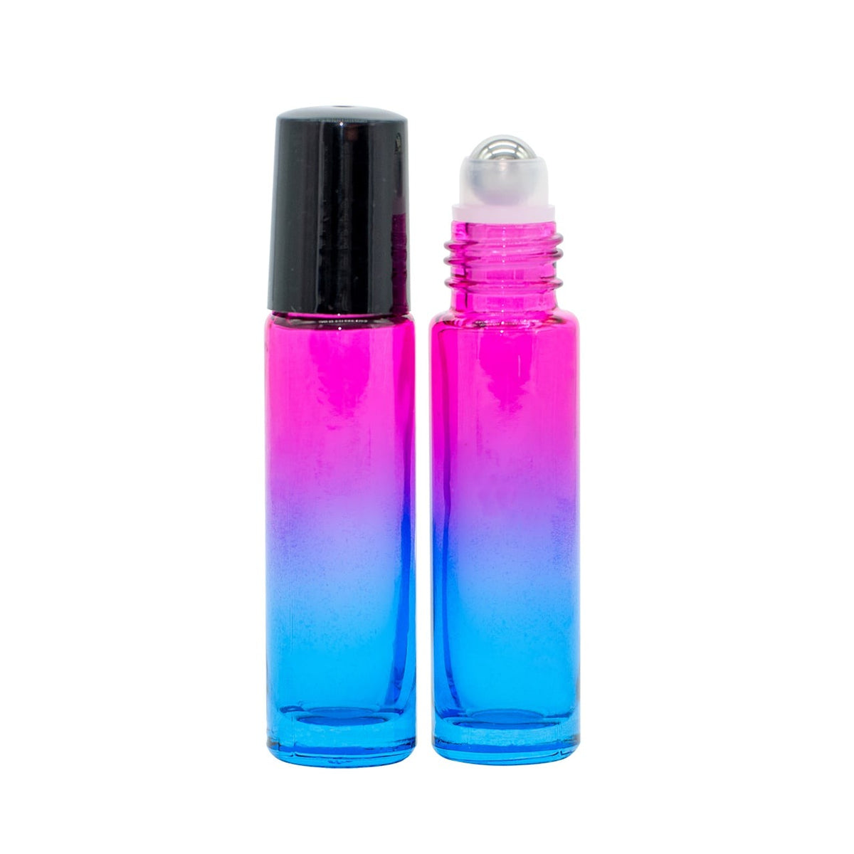 Roll On Flasche 10 ml Rosa/Blau Glas Ätherische Öle Set 2er