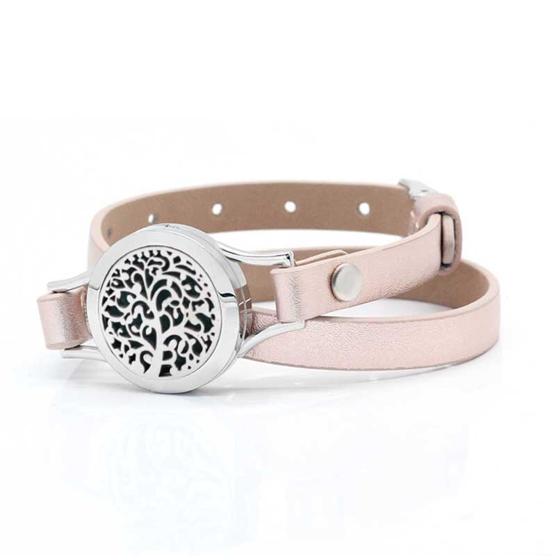 Diffuser Armband Baum des Lebens (Leder & Edelstahl)