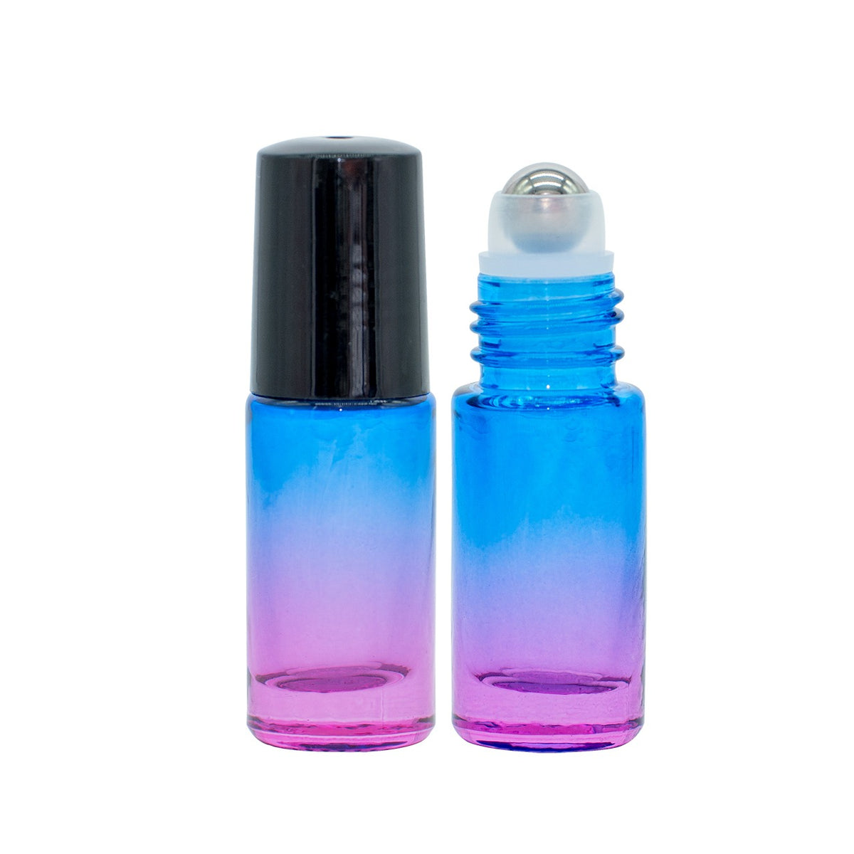 Roll On Flasche 5 ml Blau/Pink Glas Ätherische Öle Set 2er