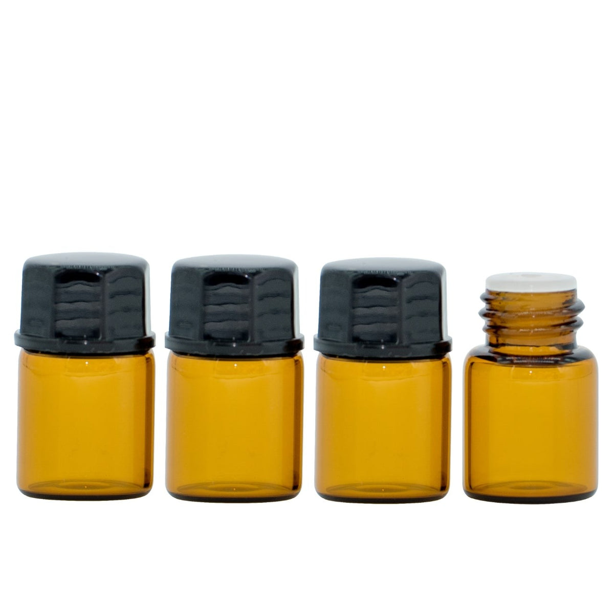 Tropfflasche 2 ml / Tropfeinsatz Braun Glas Ätherische Öle Set 4er