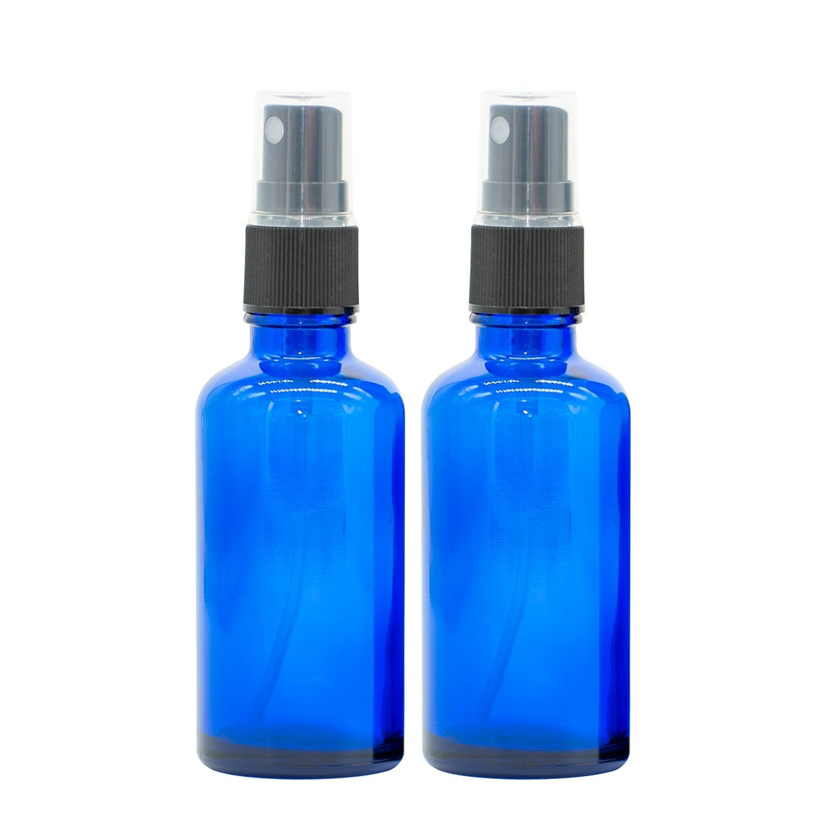 Sprühflasche 50 ml / Sprühkopf Blau Glas Ätherische Öle Set 2er