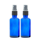 Sprühflasche 50 ml / Sprühkopf Blau Glas Ätherische Öle Set 2er