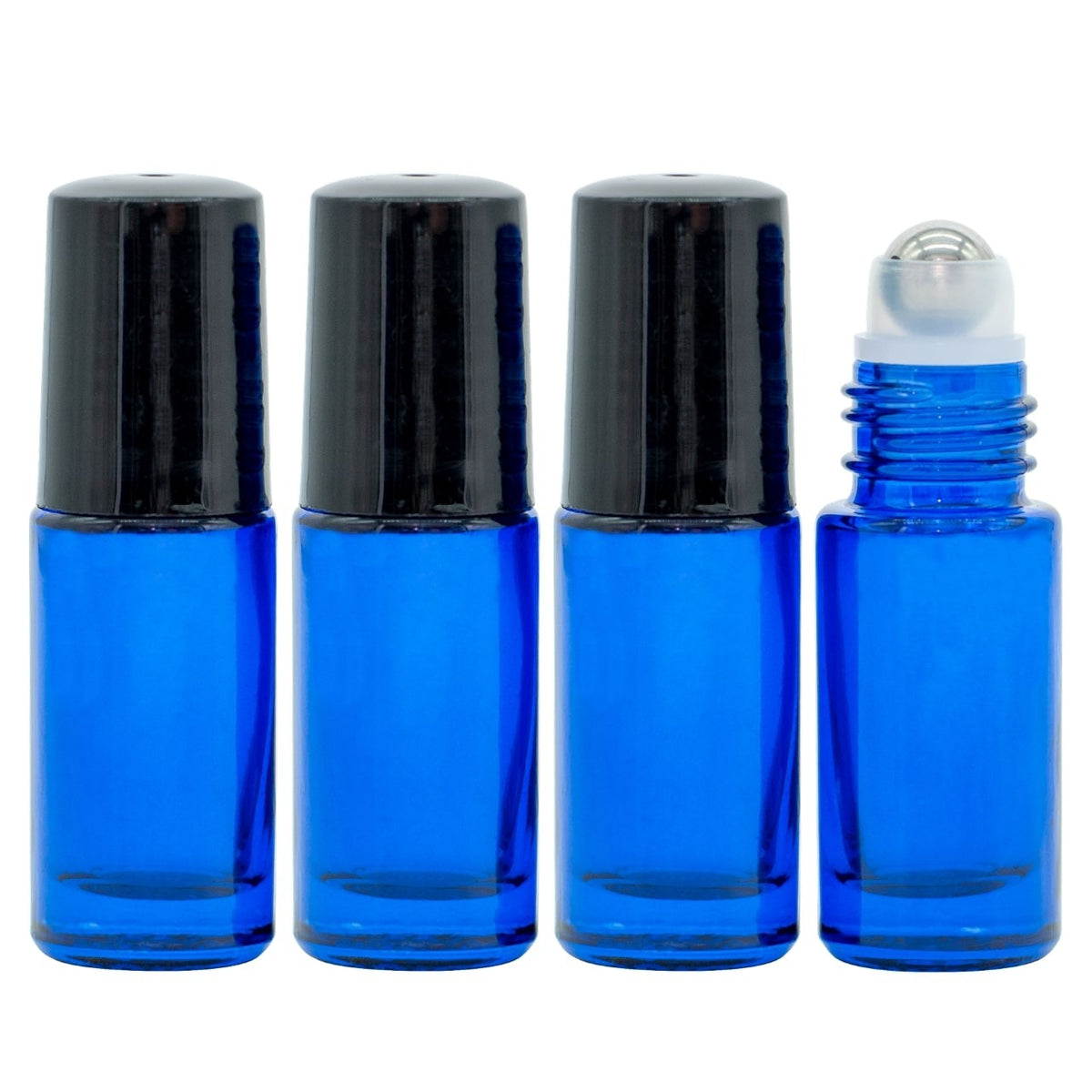 Roll On Flasche 5 ml Blau Glas Ätherische Öle Set 4er