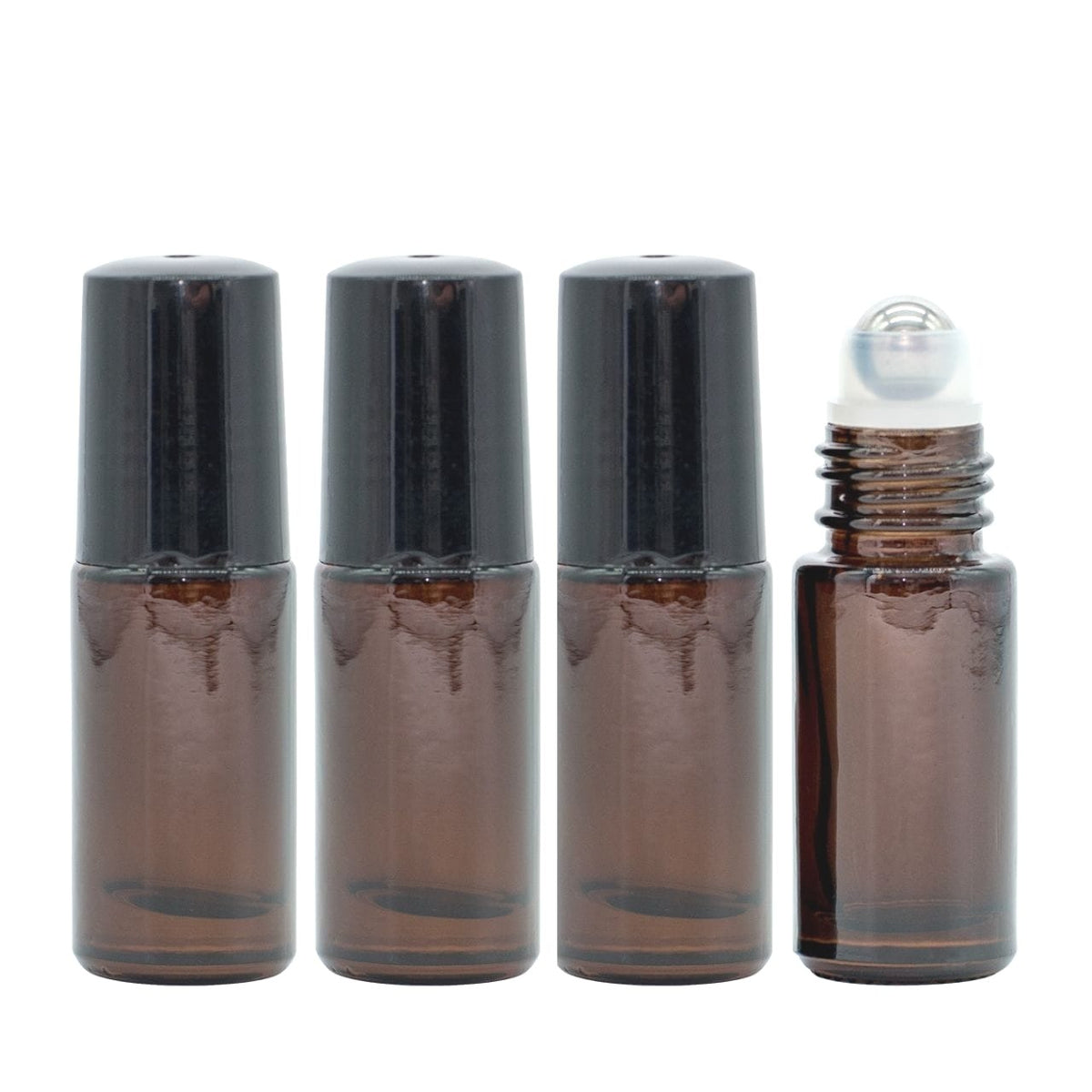 Roll On Flasche 5 ml Braun Glas Ätherische Öle Set 4er