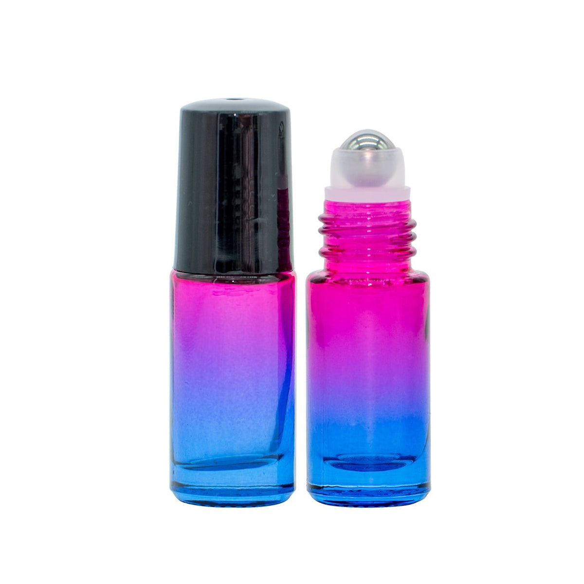Roll On Flasche 5 ml Rosa/Blau Glas Ätherische Öle Set 2er