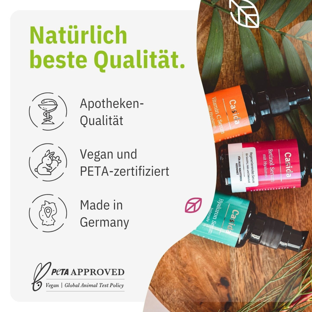 Anti Aging Set Hyaluron Serum Intensiv Retinol Serum Vitamin C Serum plus Gratis Deocreme tierversuchsfrei