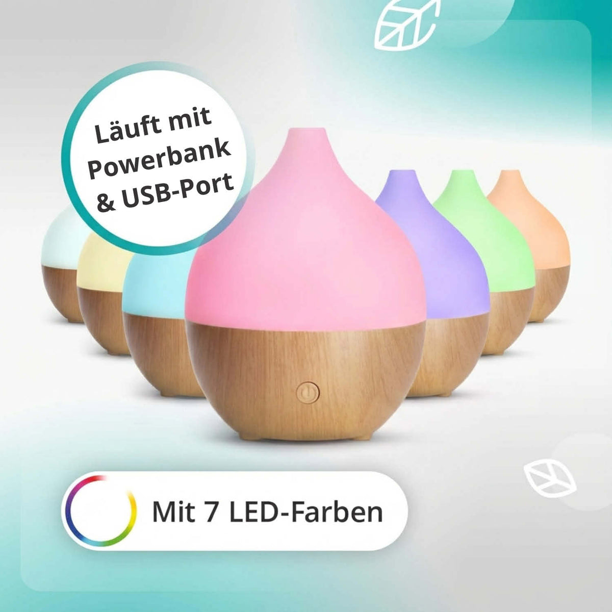 Kompakter Aroma USB Diffuser mit LED für ätherische Öle, 100 ml
