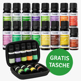 Casida TOP 16 Ätherische Öle Set mit Tasche Lavendelöl Orangenöl Weihrauchöl Bergamotte Oregano Patchouli Ylang Ylang Zimtöl naturrein