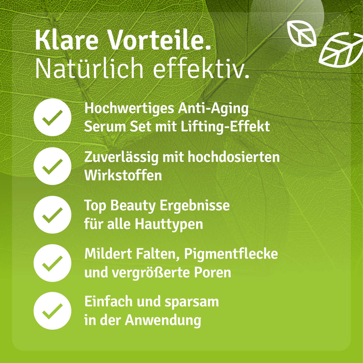 Anti Aging Set Hyaluron Intensiv Serum Retinol Serum Vitamin C Serum plus Gratis Deocreme Vorteile
