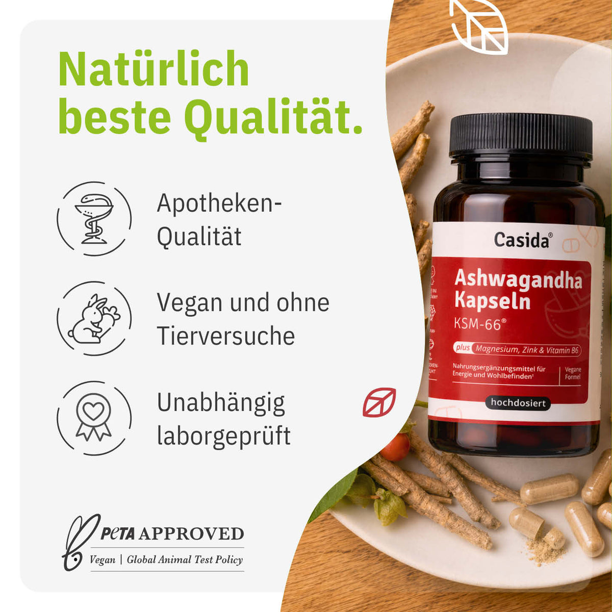Ashwagandha Kapseln KSM-66® tierversuchsfrei