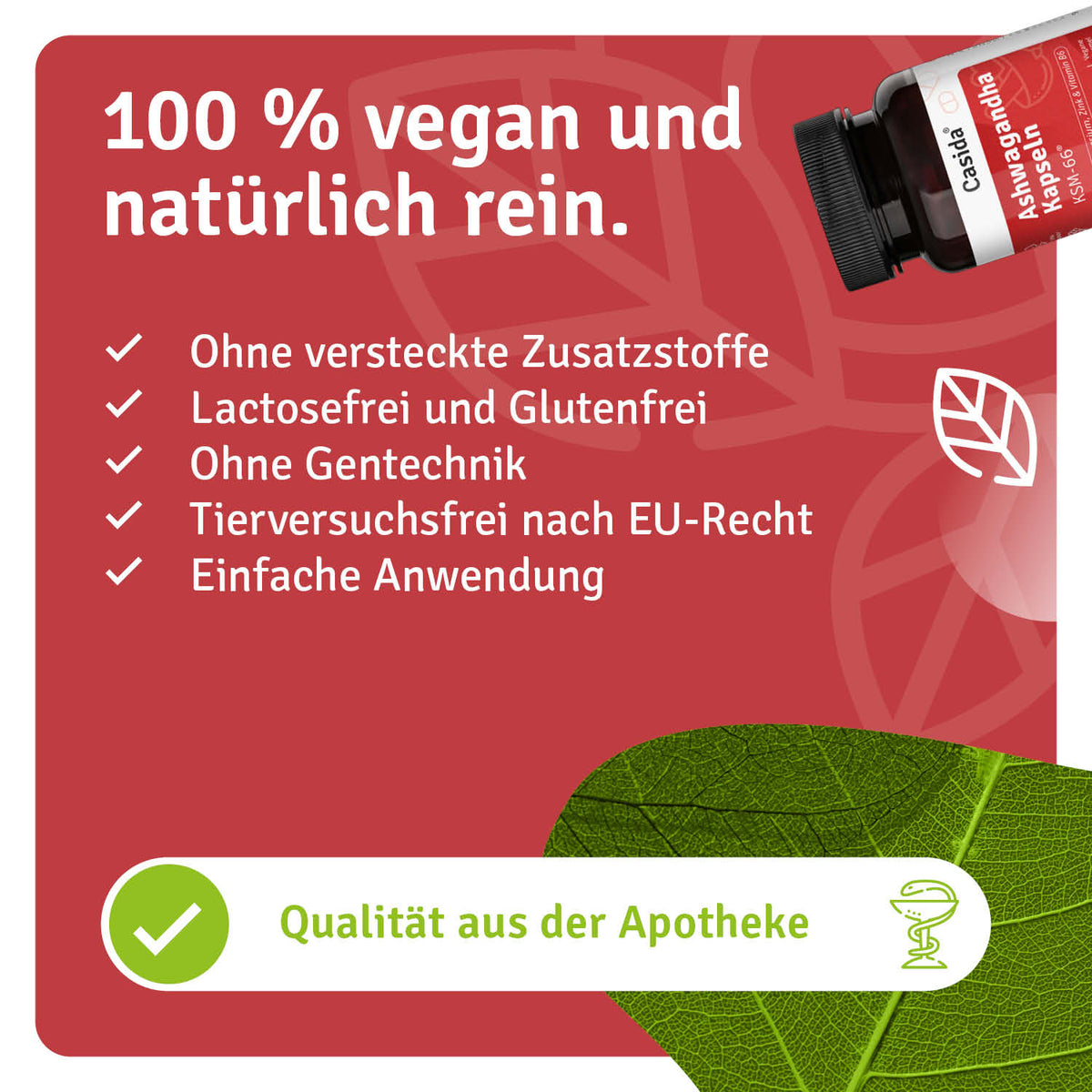 Ashwagandha Kapseln KSM-66® natürliche Inhaltsstoffe