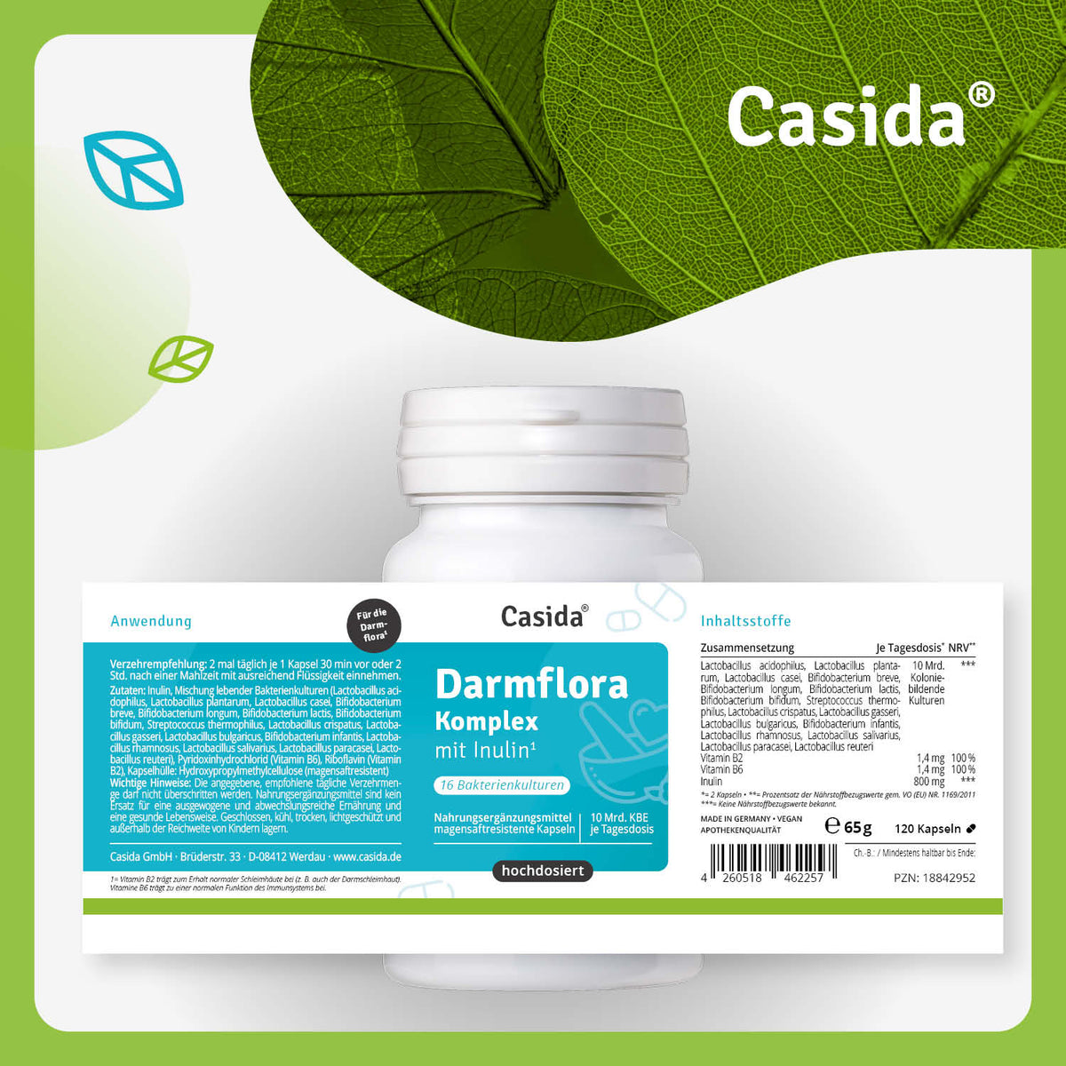 Darmflora Komplex mit Inulin Etikett
