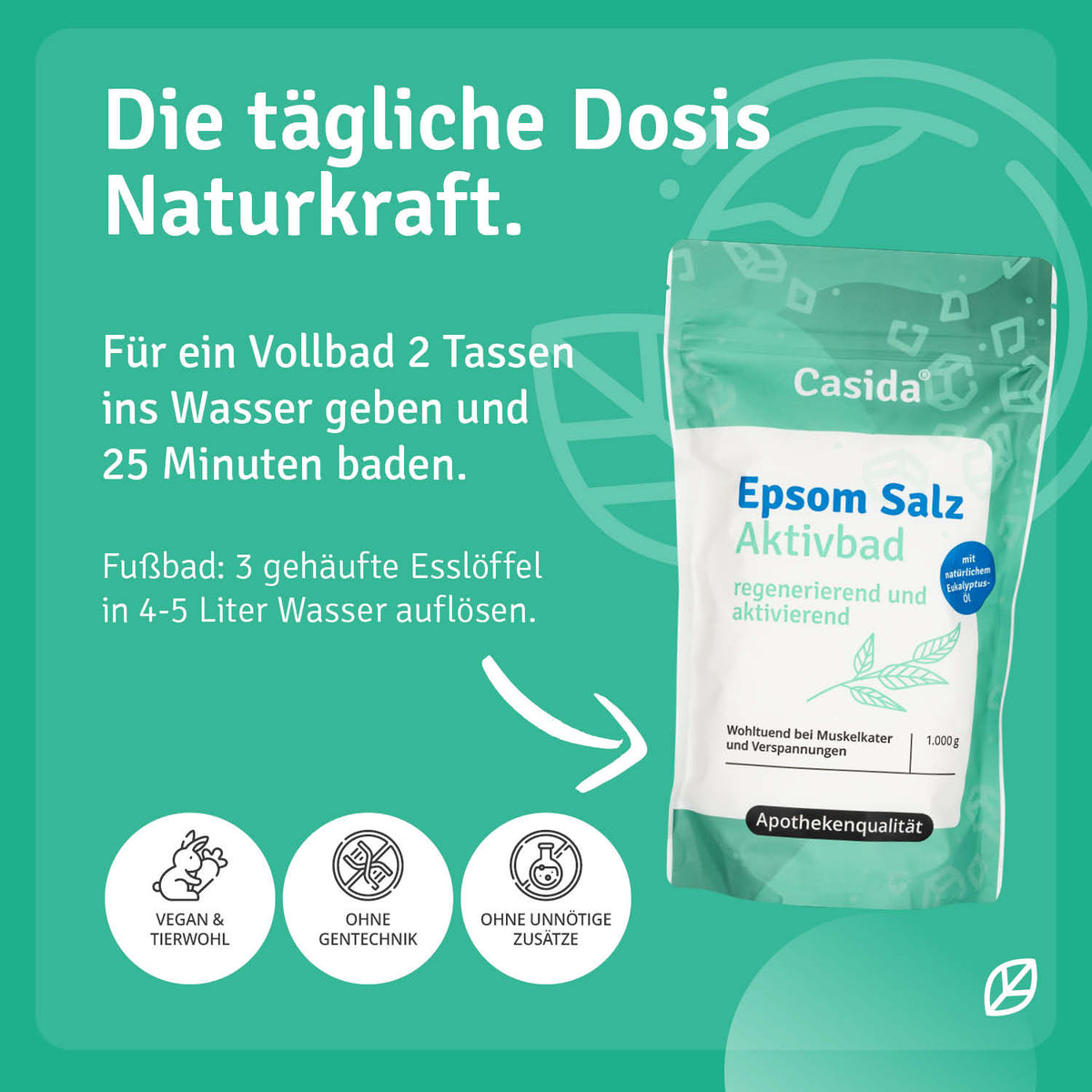 Epsom Salz Aktivbad mit Eukalyptus und Rosmarin Anwendung