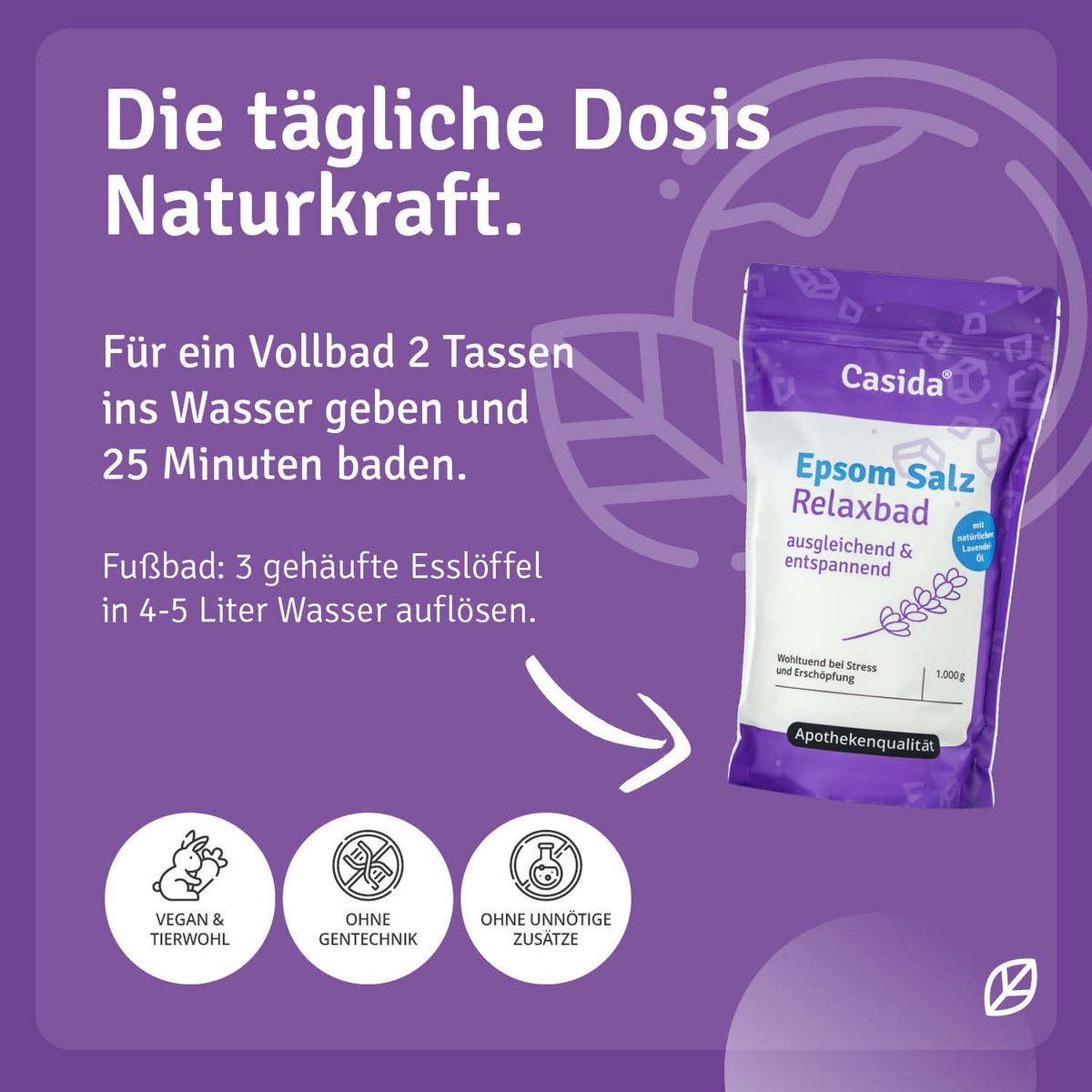 Epsom Salz Relaxbad mit Lavendel Anwendung