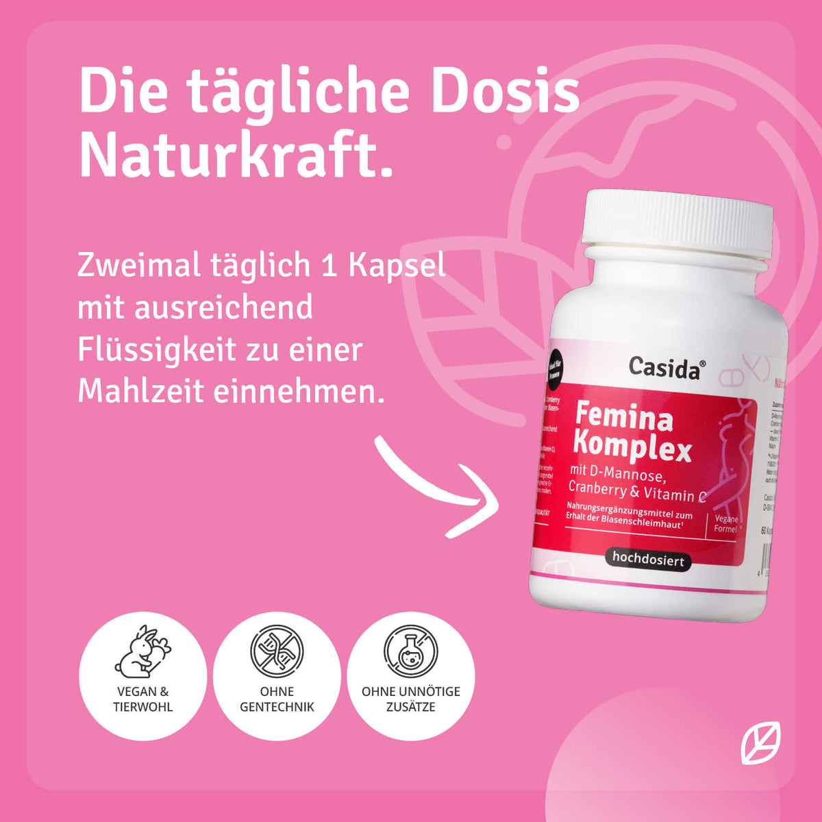 Femina Komplex mit D-Mannose, Cranberry & Vitamin C Anwendung