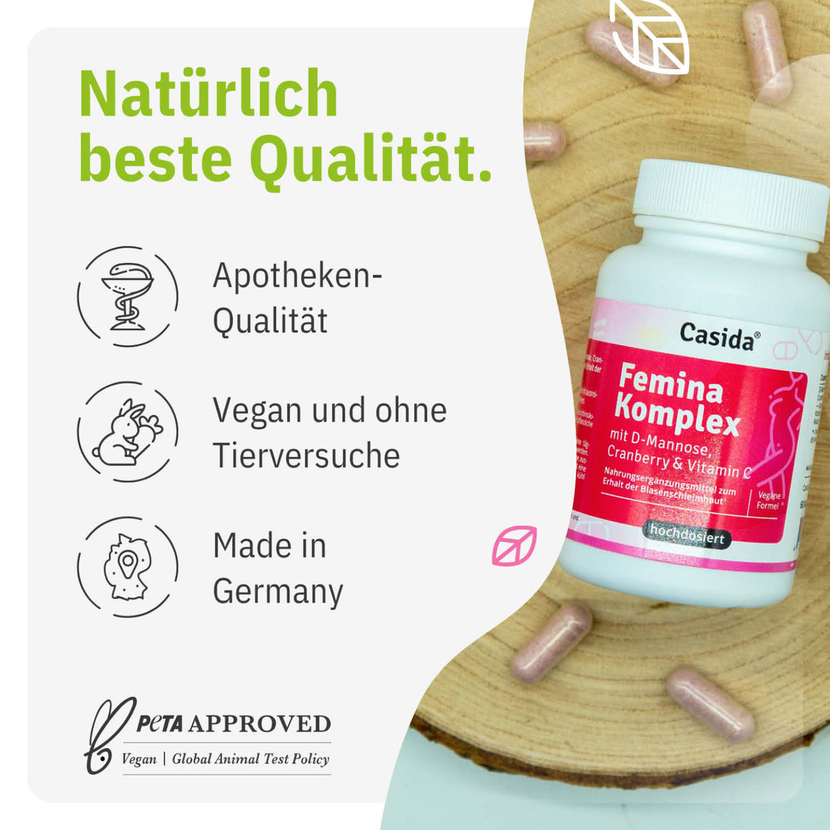Femina Komplex mit D-Mannose, Cranberry & Vitamin C tierversuchsfrei