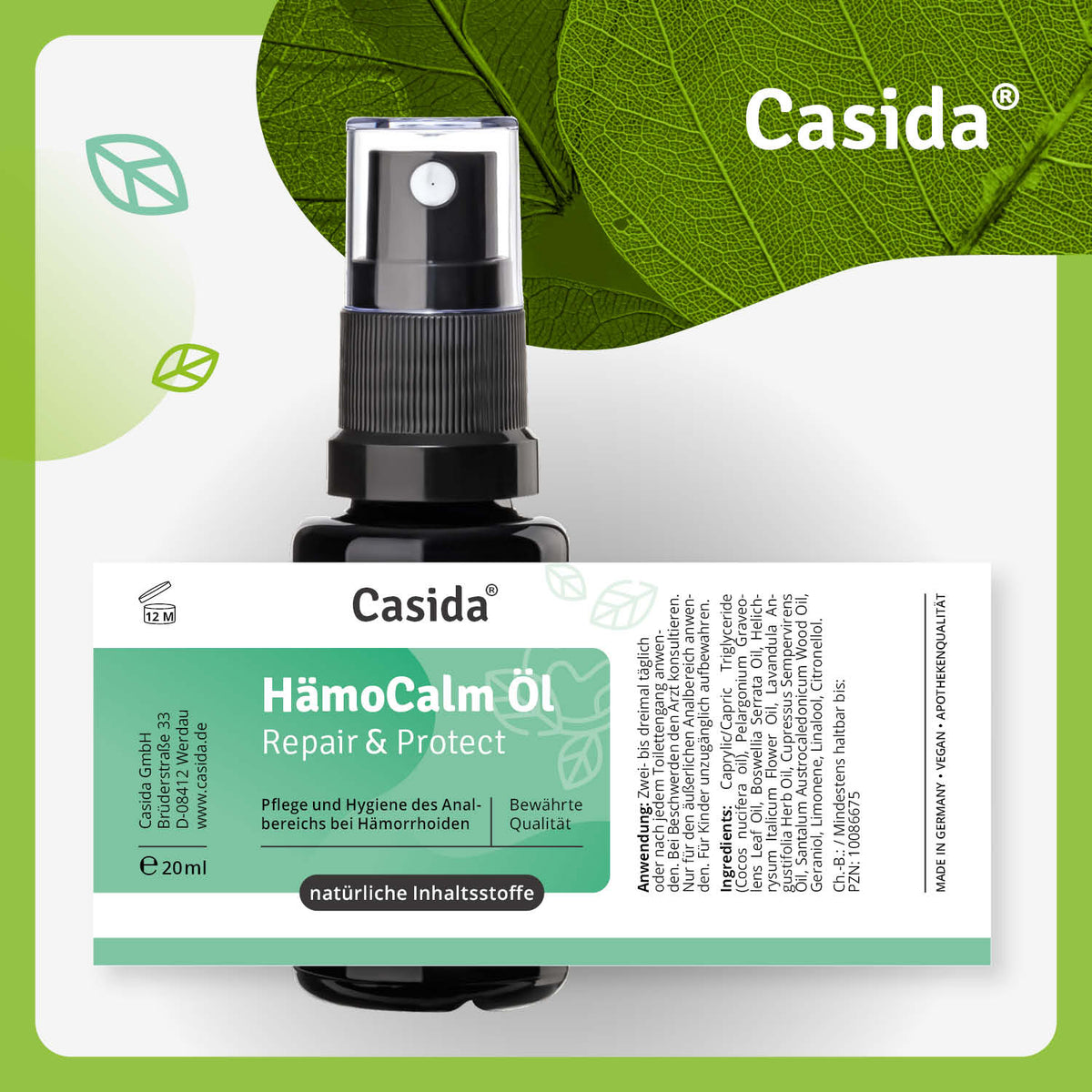 HämoCalm Öl Repair & Protect Etikett