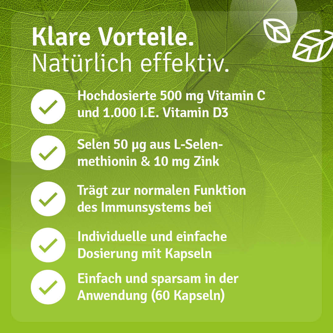 Immun Komplex mit Vitamin C, Zink, Selen und Vitamin D3 Vorteile