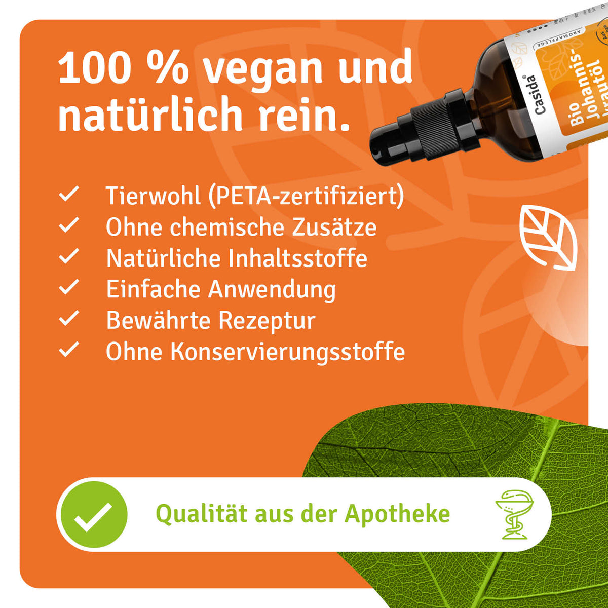 Johanniskrautöl - Rotöl natürliche Inhaltsstoffe