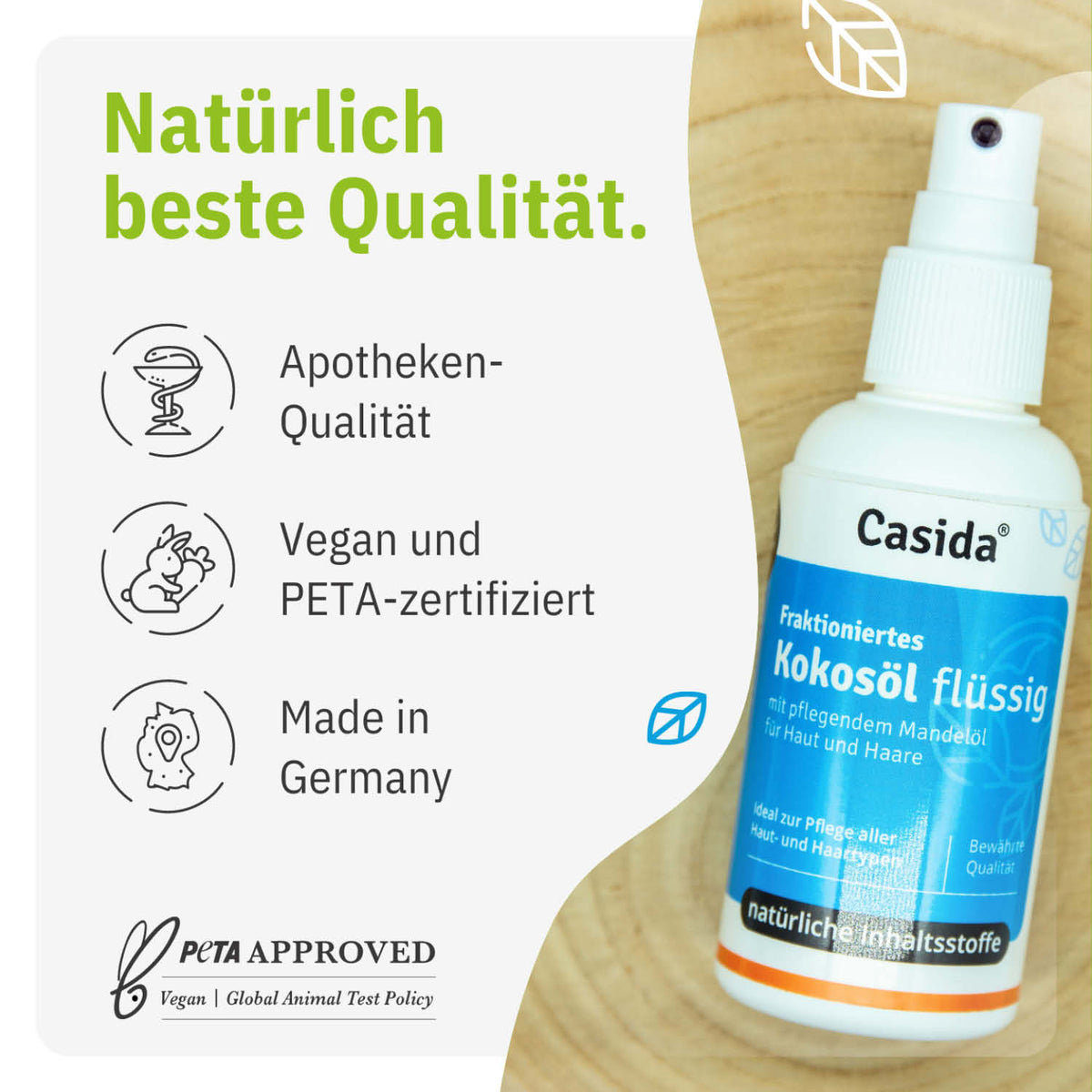 Kokosöl flüssig Haut und Haare tierversuchsfrei