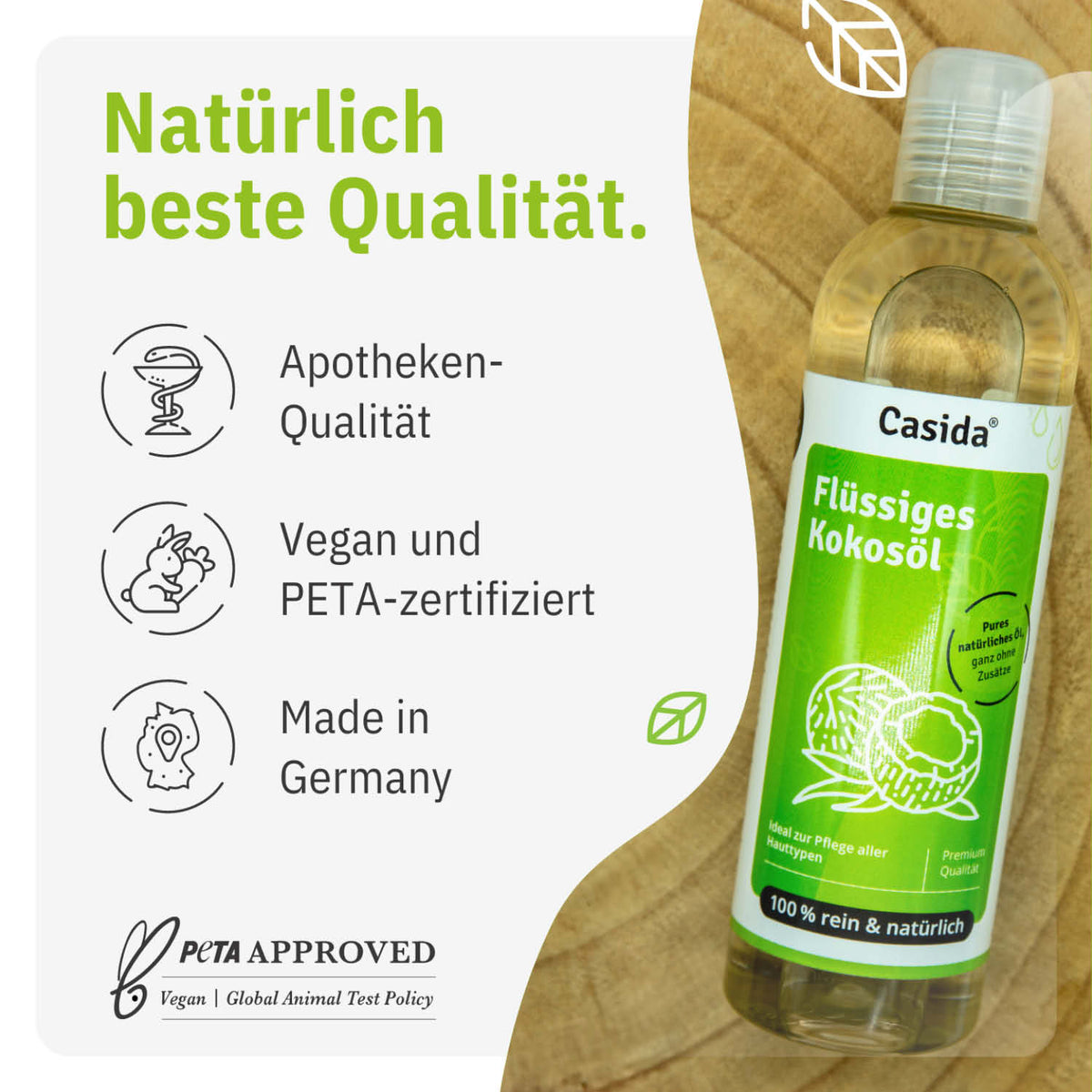 Kokosöl flüssig pur und natürlich tierversuchsfrei