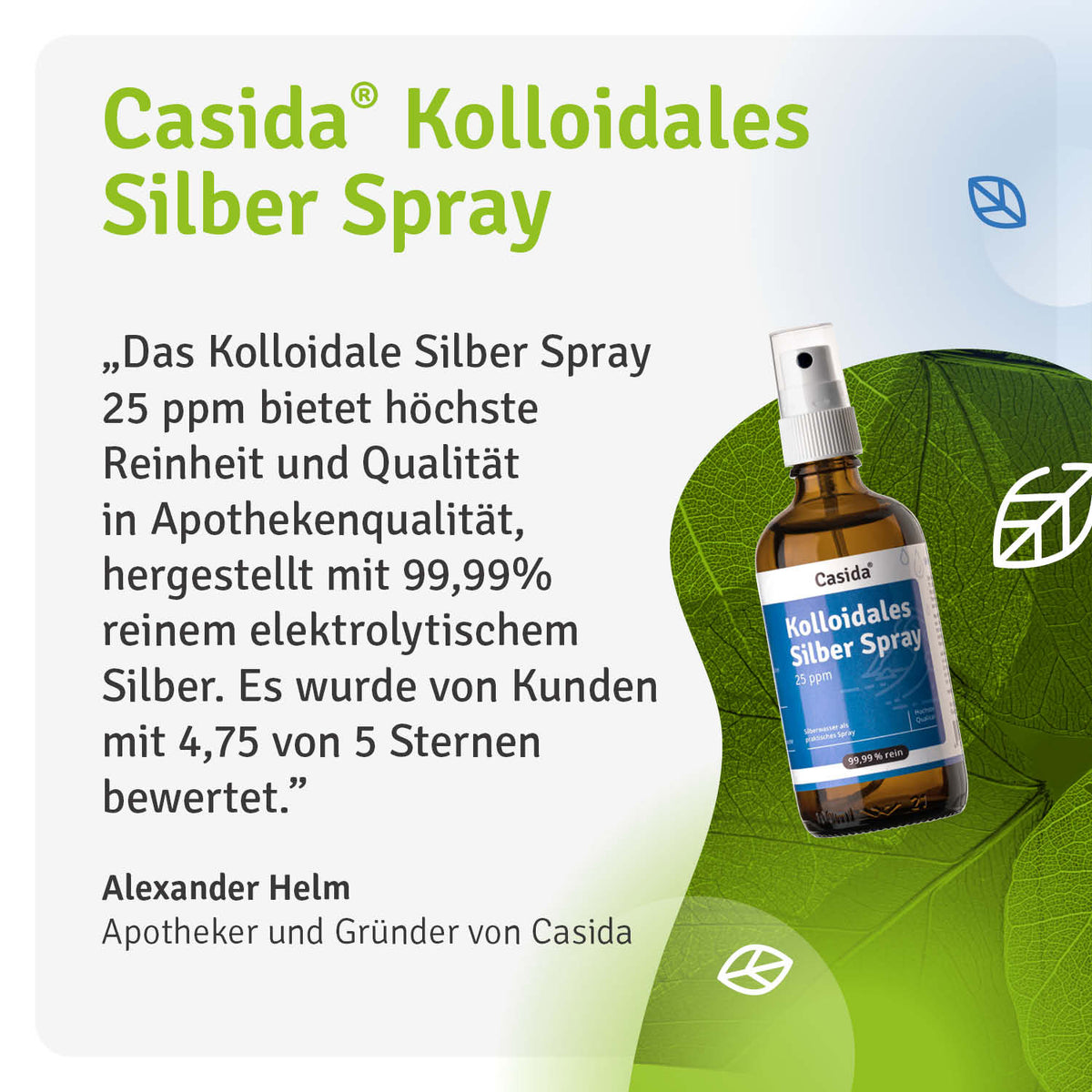 Kolloidales Silber Spray 25 ppm Casida
