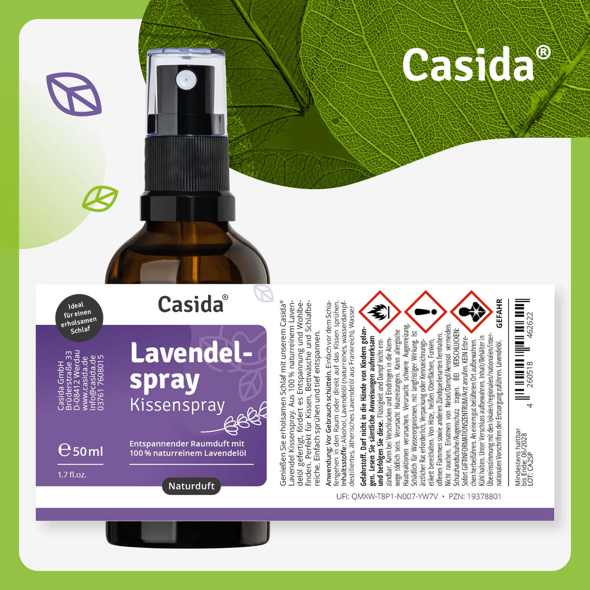 Lavendelspray - Kissenspray mit Lavendelöl Etikett