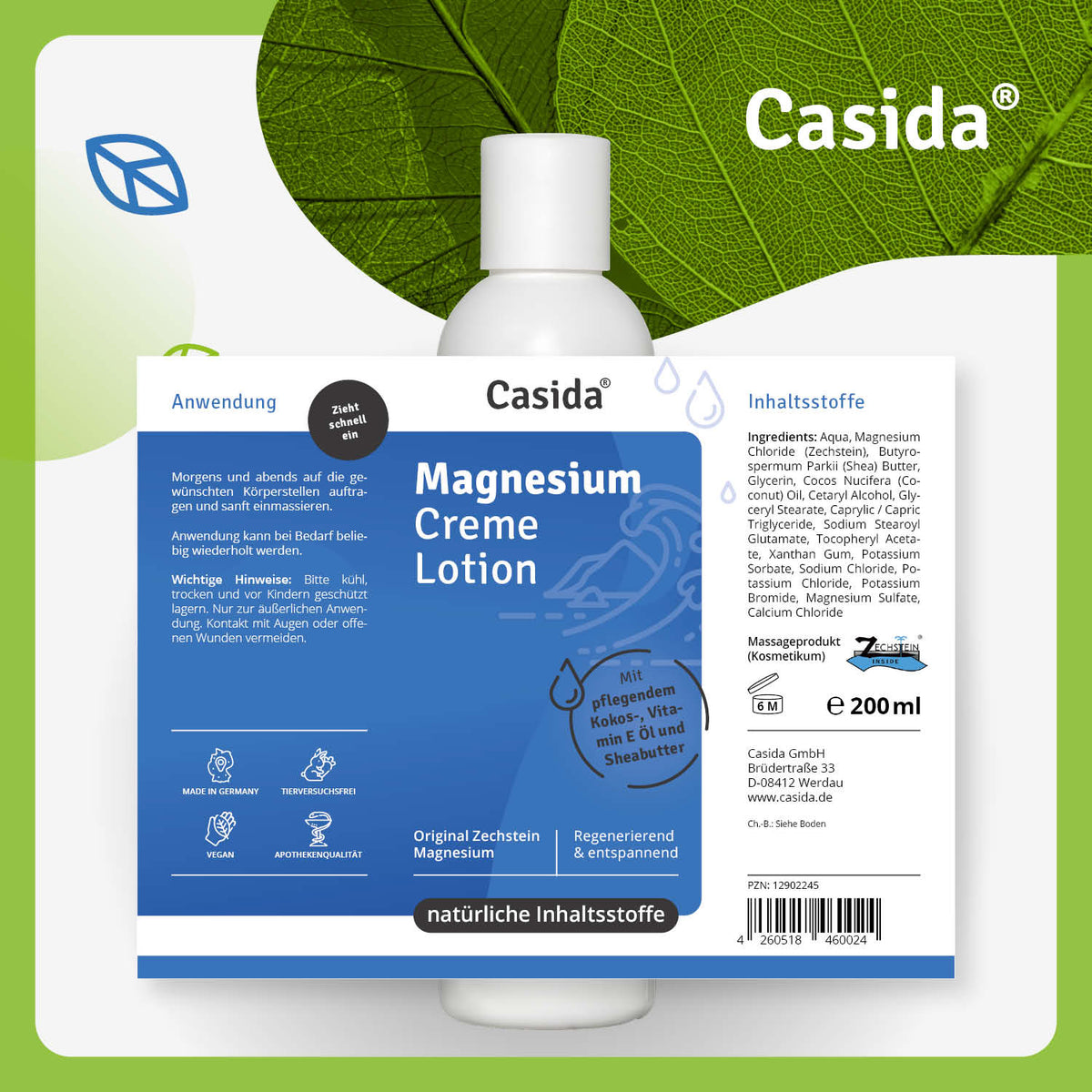Magnesium Creme Lotion Etikett