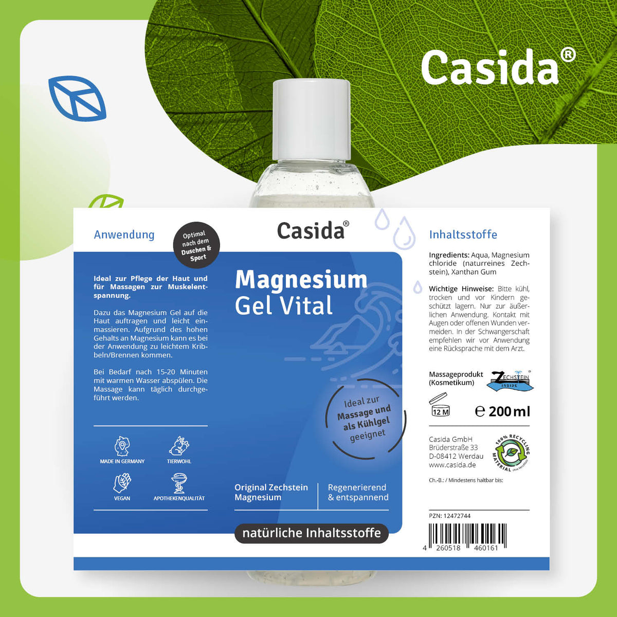 Magnesium Gel Vital Etikett