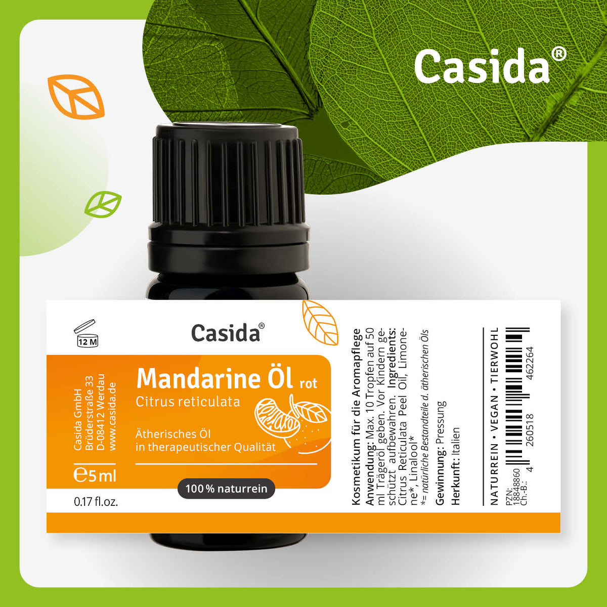Mandarine Öl rot Etikett