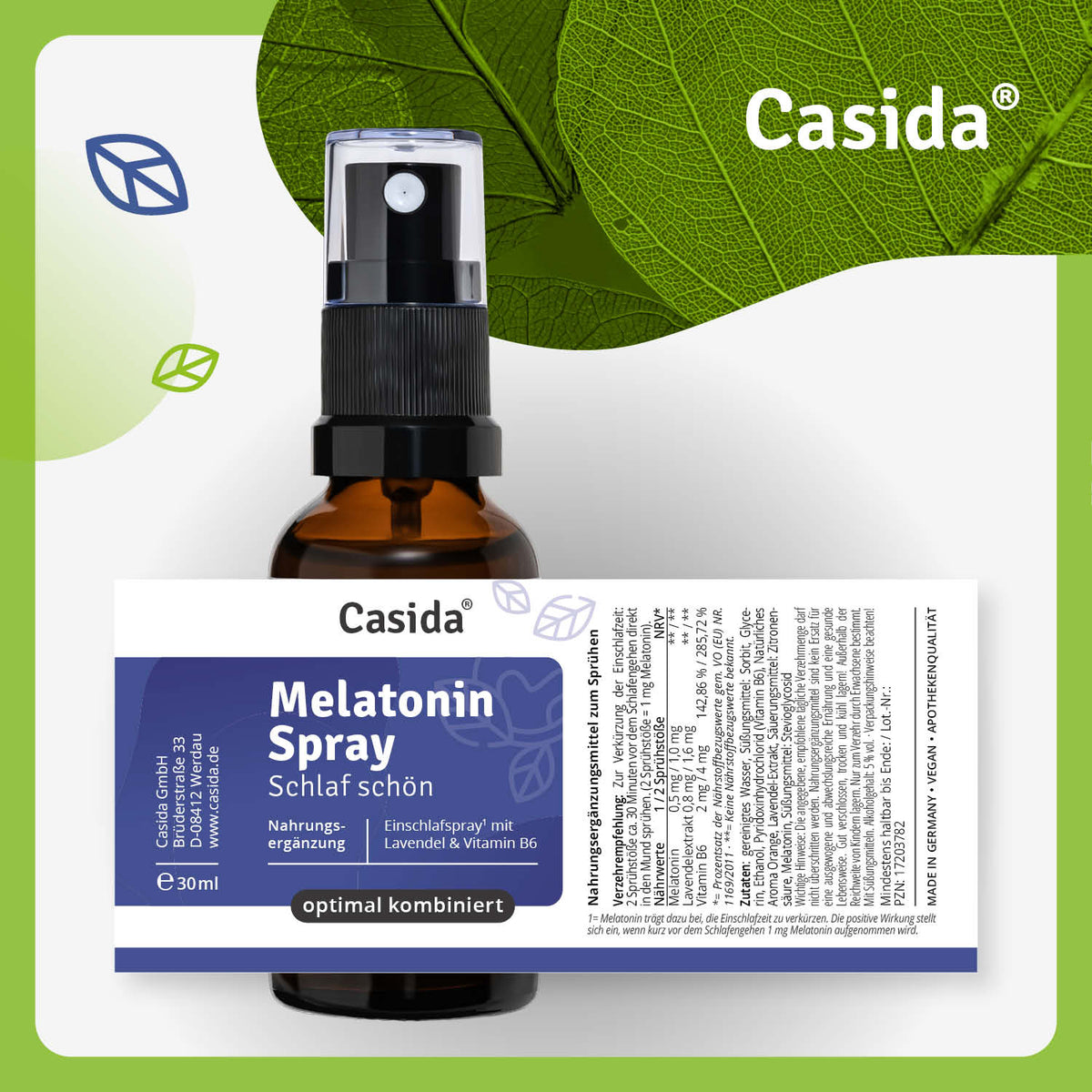 Melatonin Spray Schlaf schön Etikett