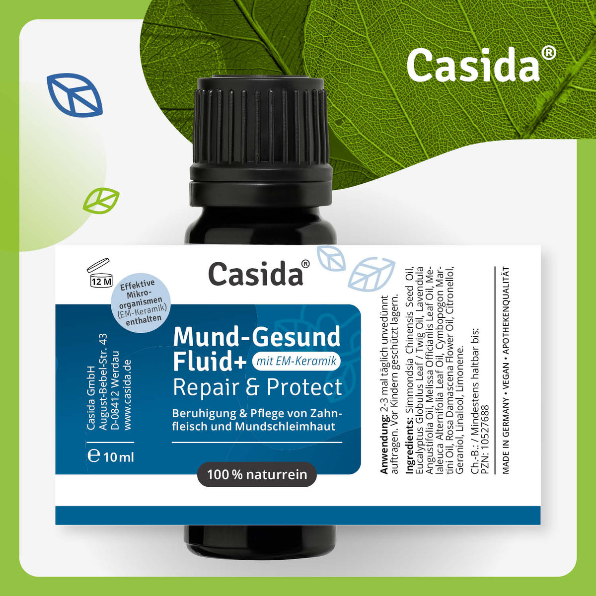 Mund-Gesund Fluid + mit EM-Keramik (Effektive Mikroorganismen) Etikett