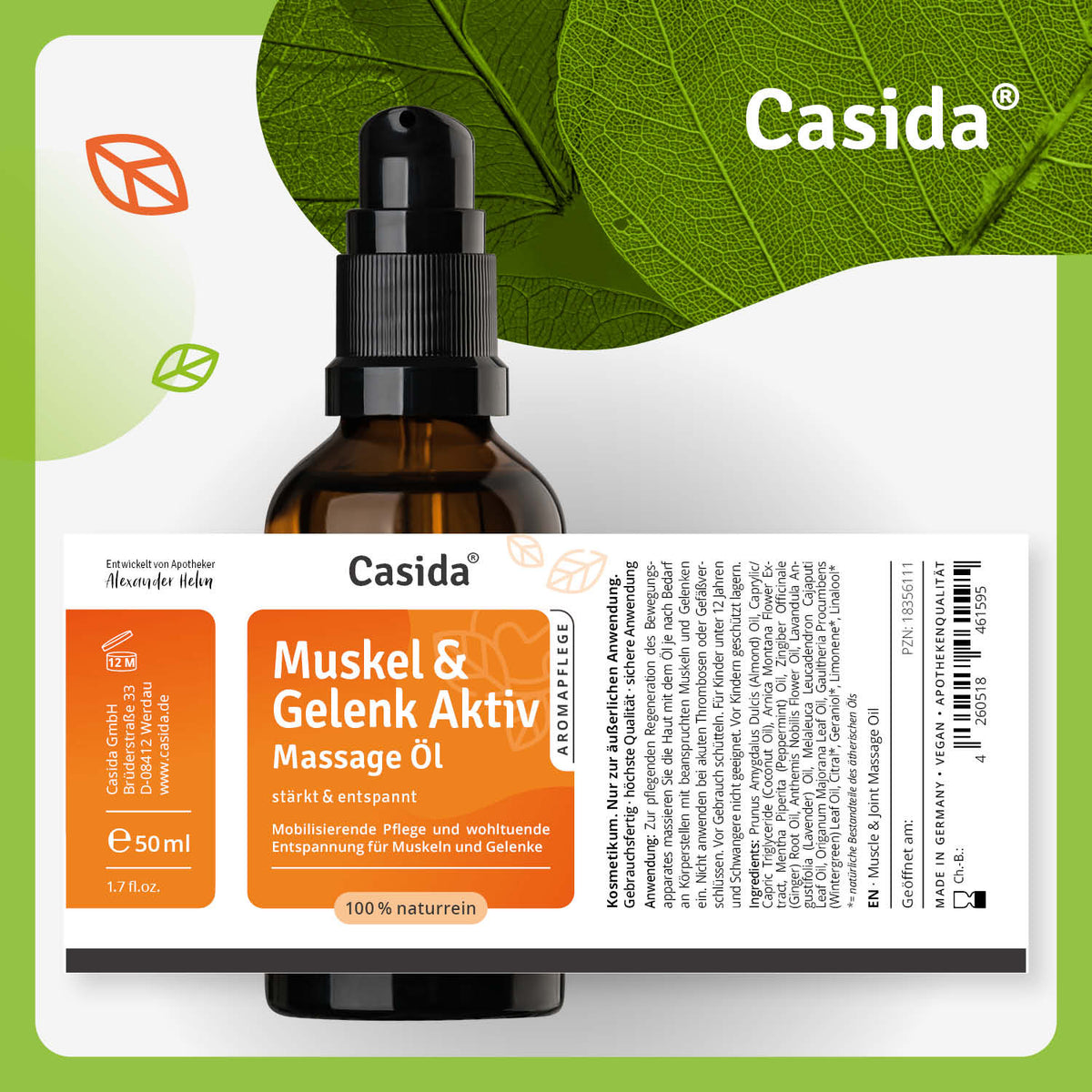 Muskel & Gelenk Aktiv Massage Öl Etikett