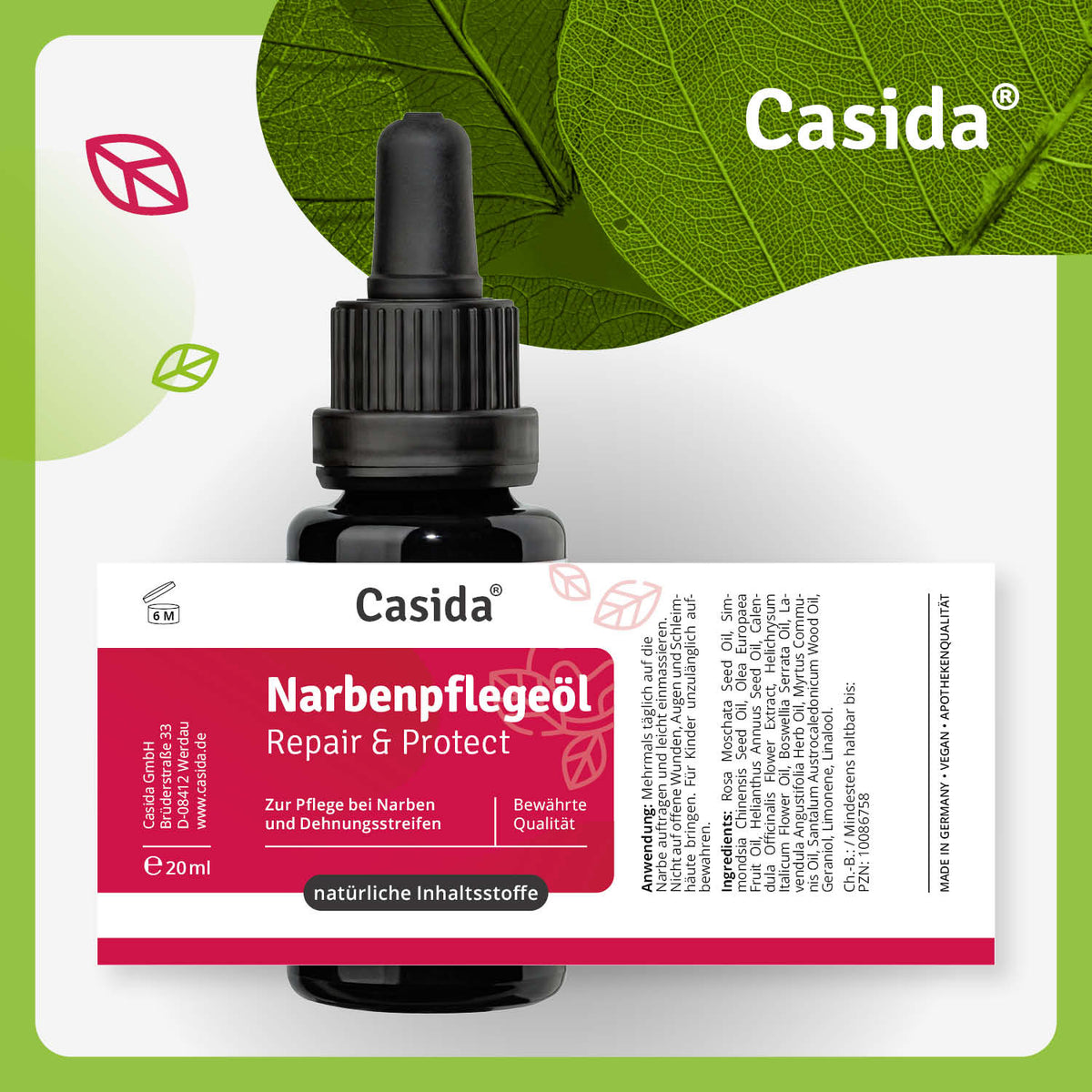 Narbenpflegeöl Repair & Protect Etikett
