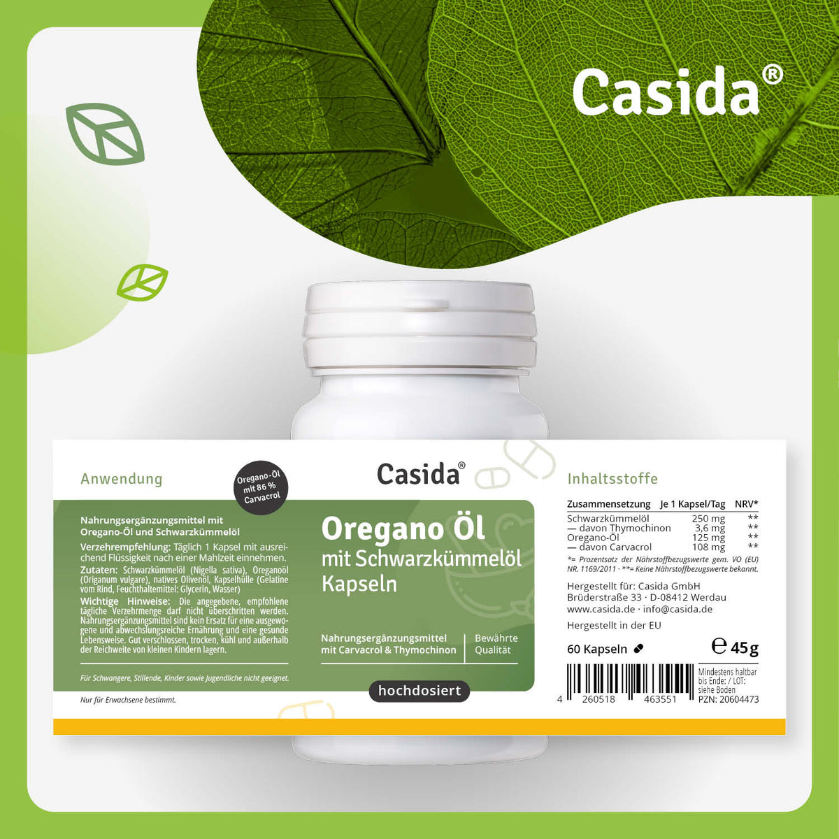 Oregano Schwarzkümmelöl Kapseln mit Carvacrol