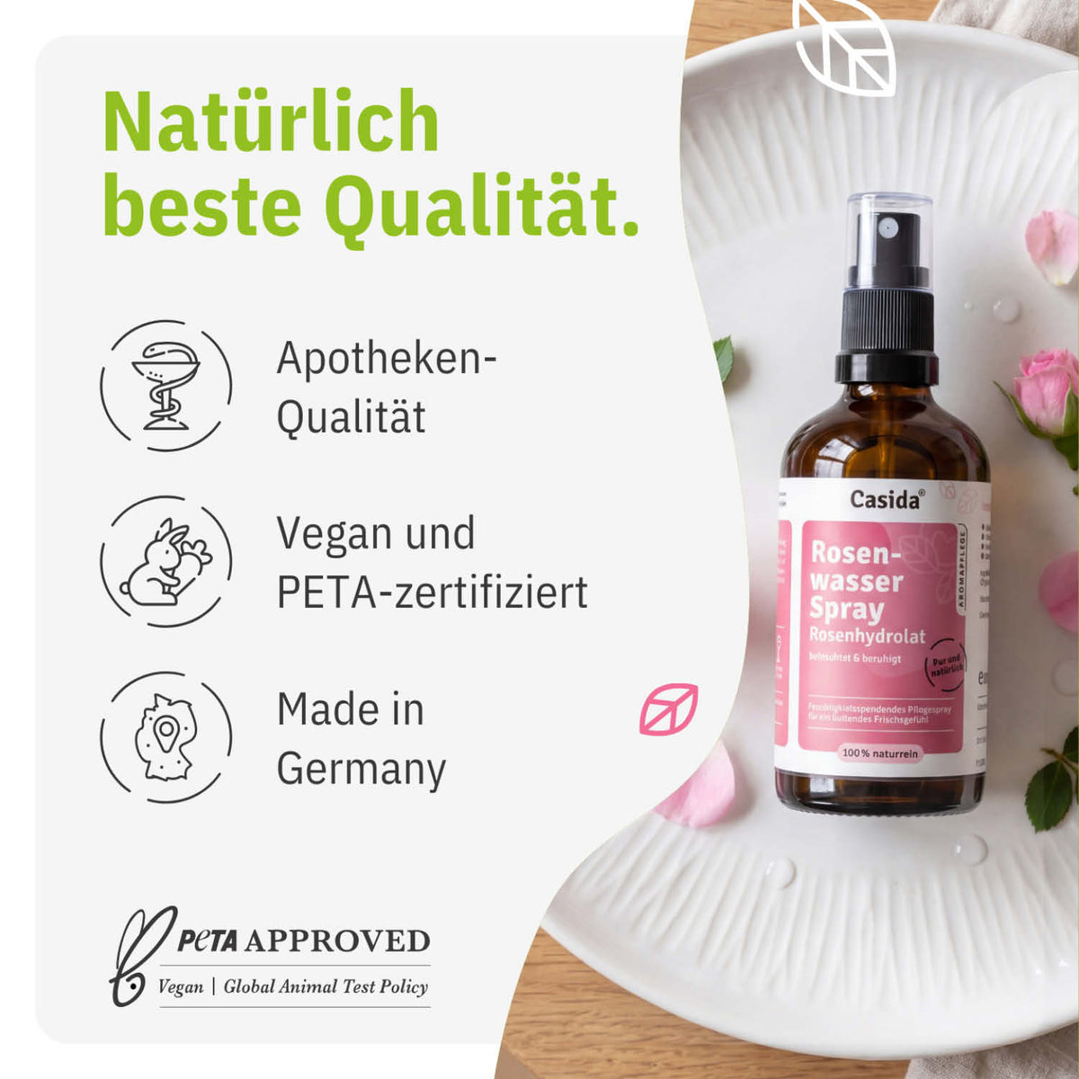 Rosenwasser Spray Bio – Rosenhydrolat tierversuchsfrei