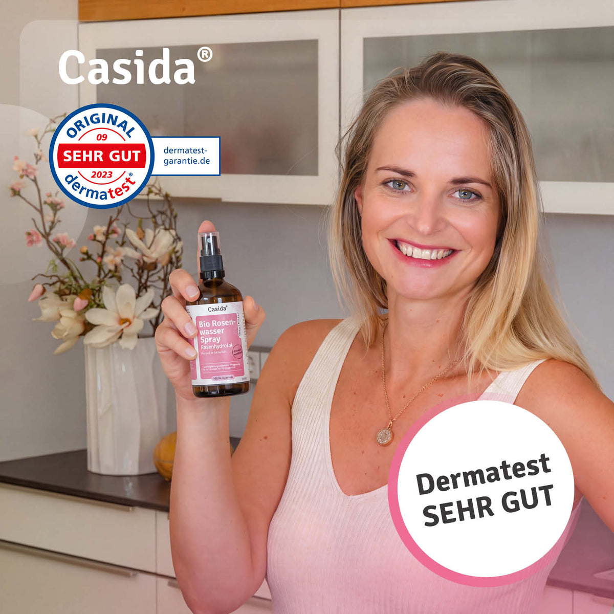 Rosenwasser Spray Bio – Rosenhydrolat Dermatest