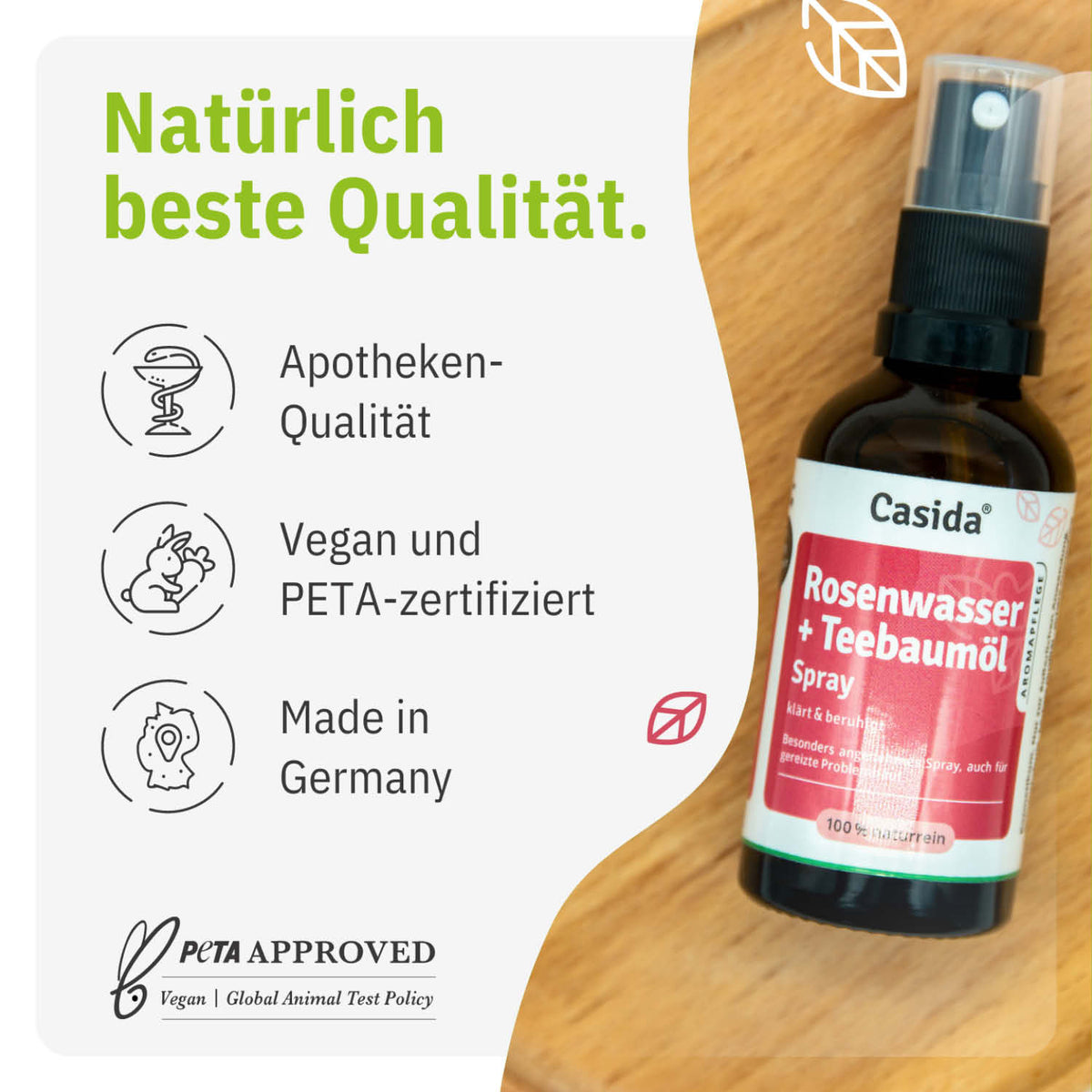 Rosenwasser + Teebaumöl Spray tierversuchsfrei