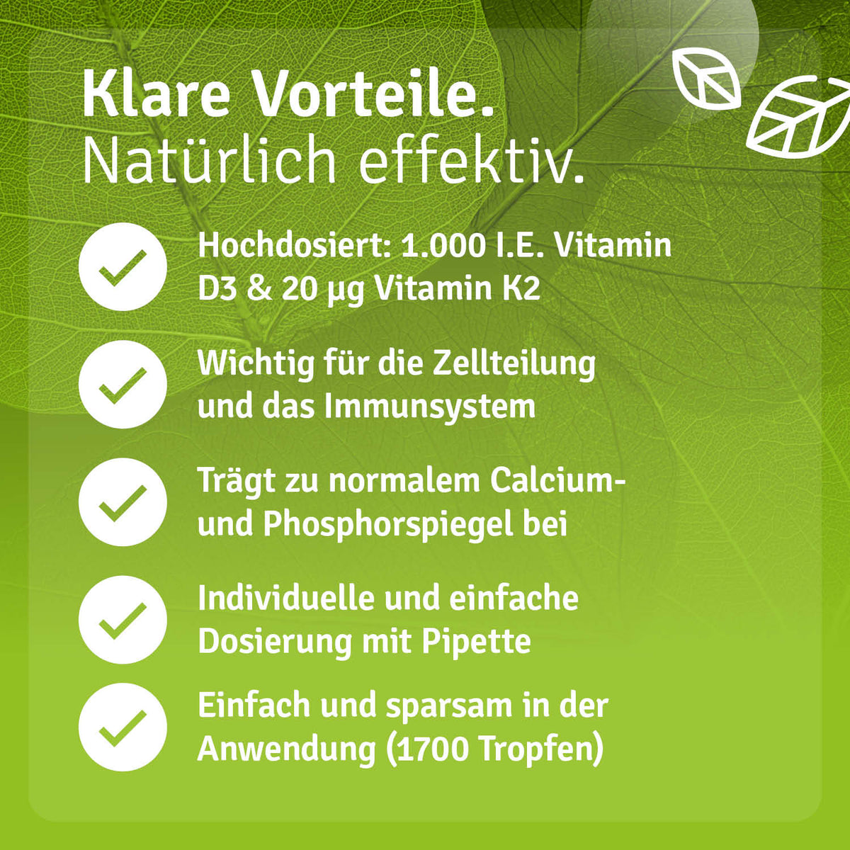 Vitamin D3 + K2 Tropfen Vorteile