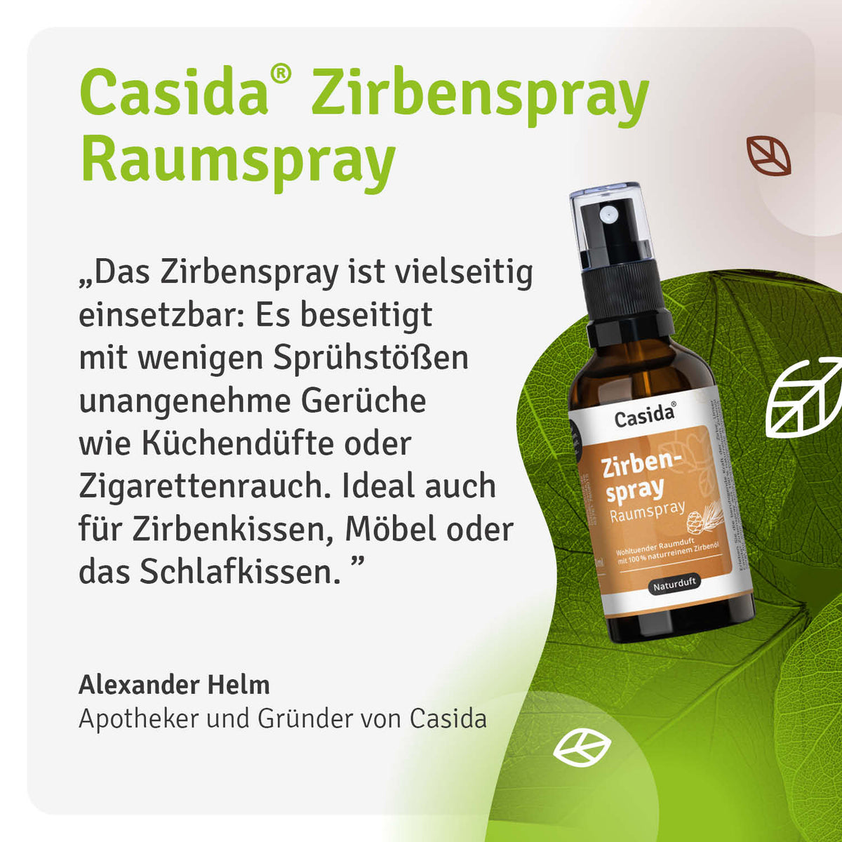 Zirbenspray - Raum- & Kissenspray mit Zirbenöl Casida