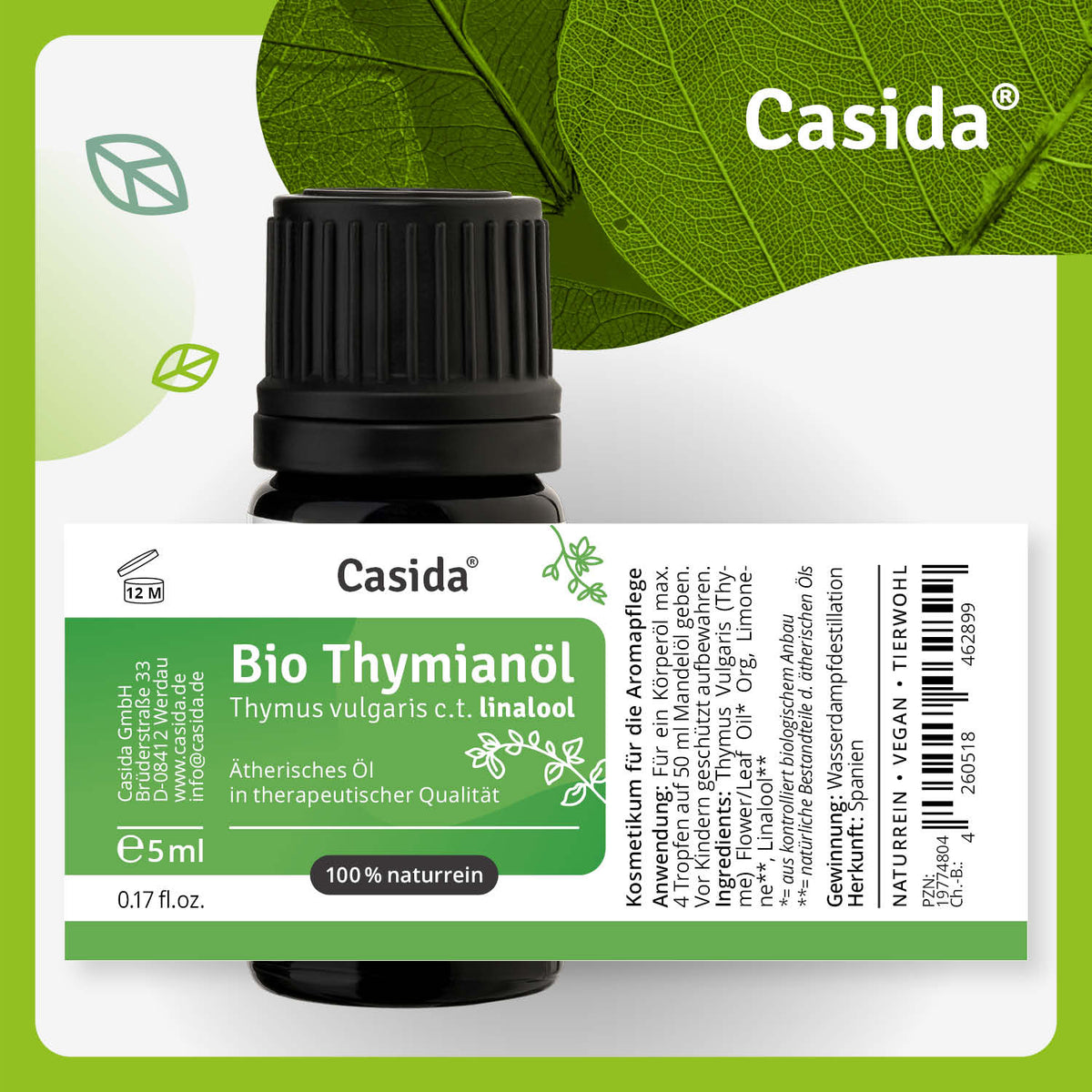 Thymianöl Bio linalool Etikett