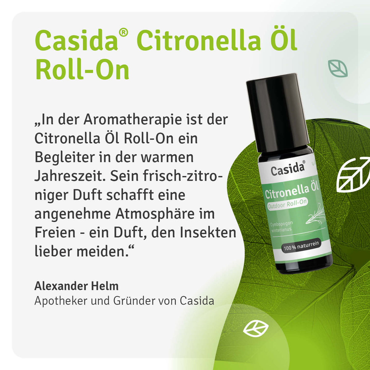 Alexander Helm stellt Casida Citronella Outdoor Roll-On und seinen Duft vor