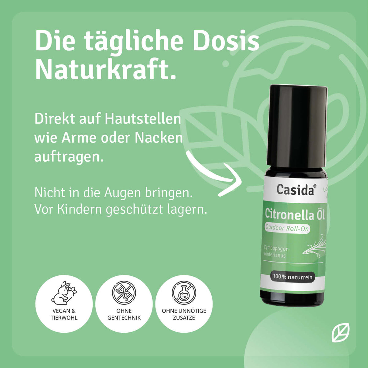 Anwendungs- und Sicherheitshinweise für Casida Citronella Outdoor Roll-On