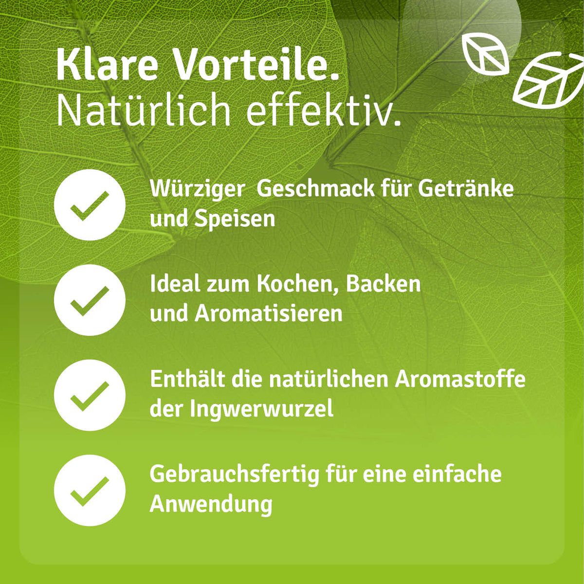 Infografik zu Casida Bio Ingweröl zum Kochen, Backen und Aromatisieren