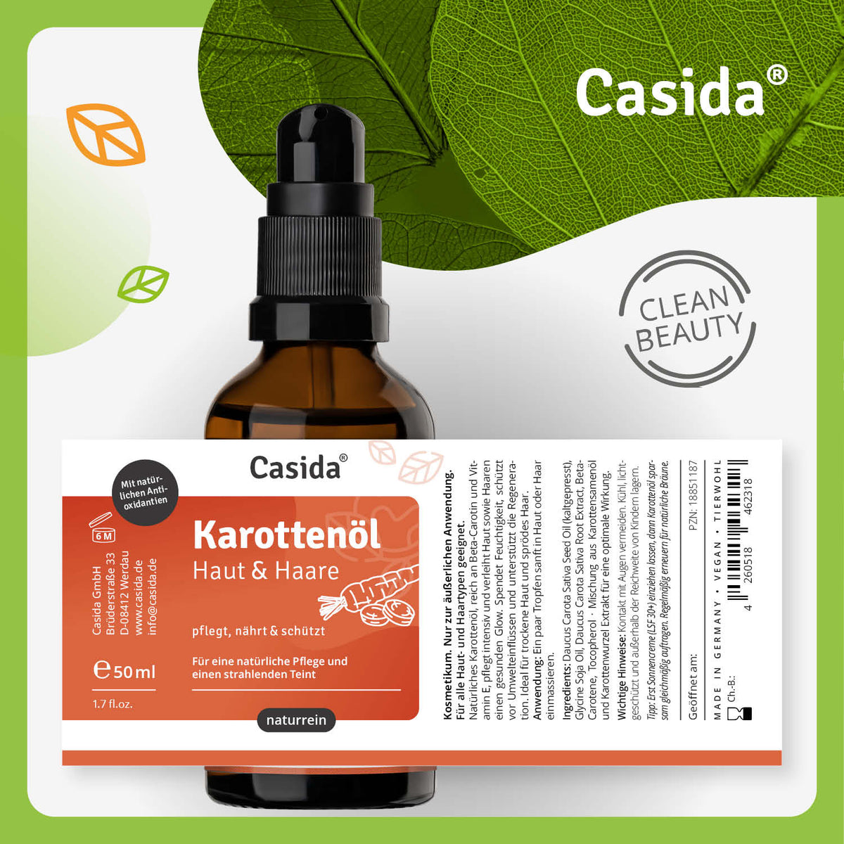 Karottenöl Haut & Haare Etikett