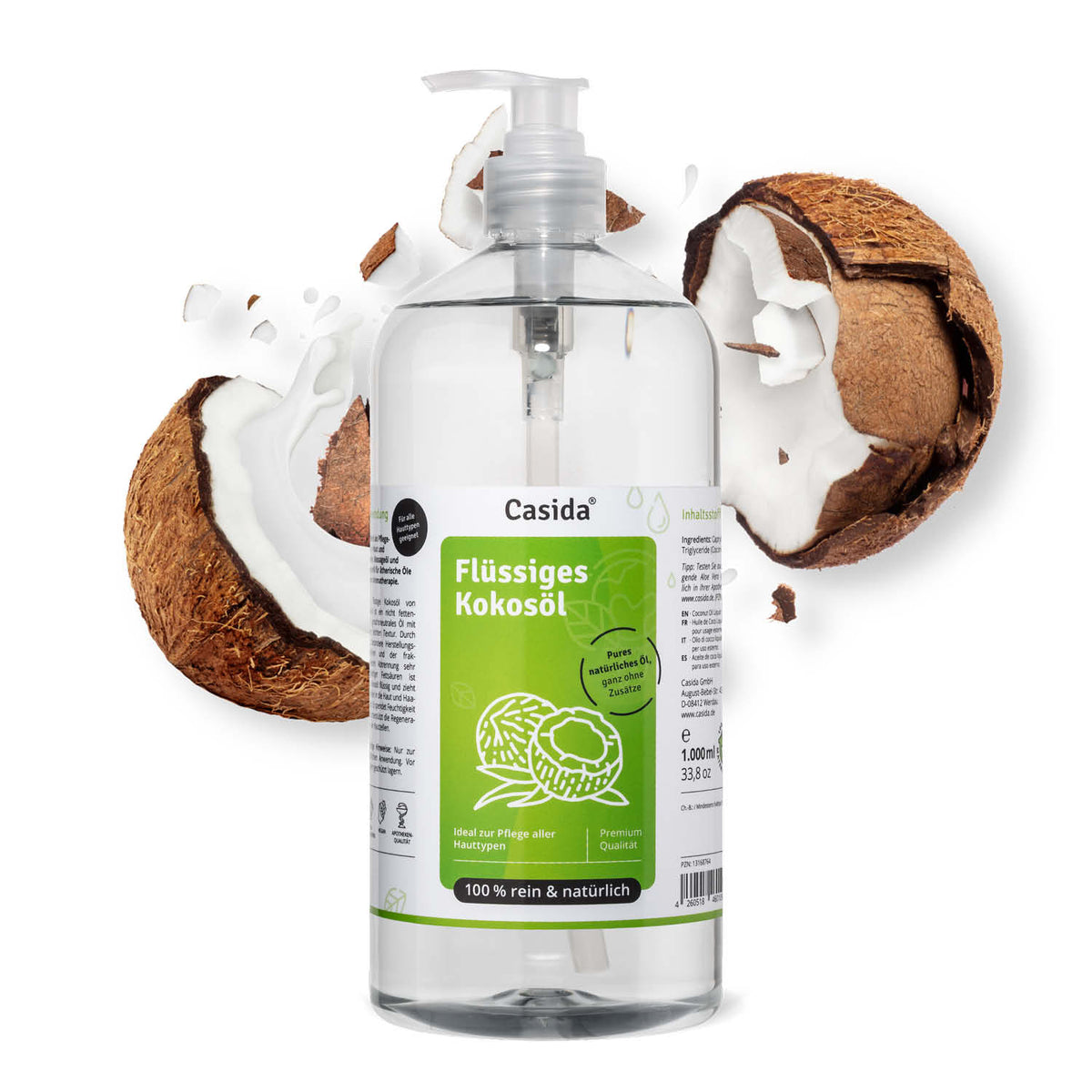 Kokosöl flüssig pur und natürlich Kokosnuss 1 000 ml