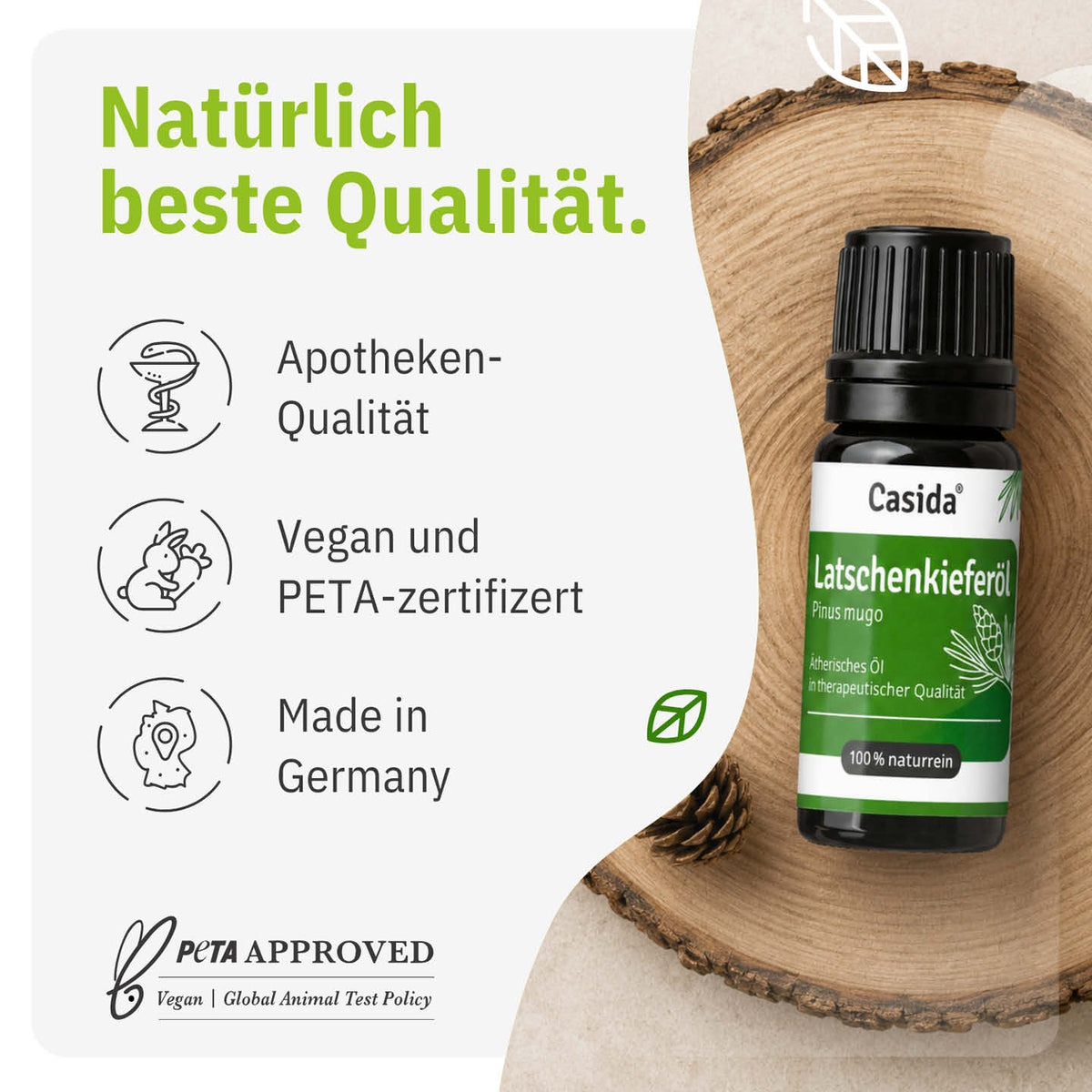 Casida Latschenkieferöl mit Angaben zu veganer Rezeptur und Herstellung in Deutschland
