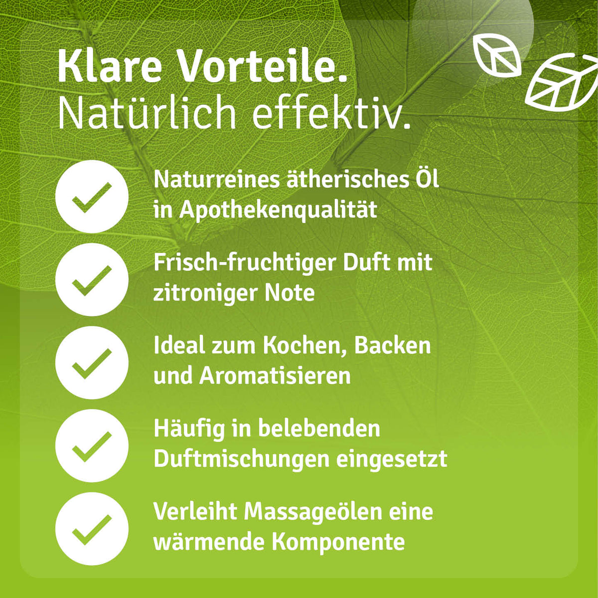 Infografik zu Casida Bio Limettenöl mit Angaben zu Duft und Verwendung