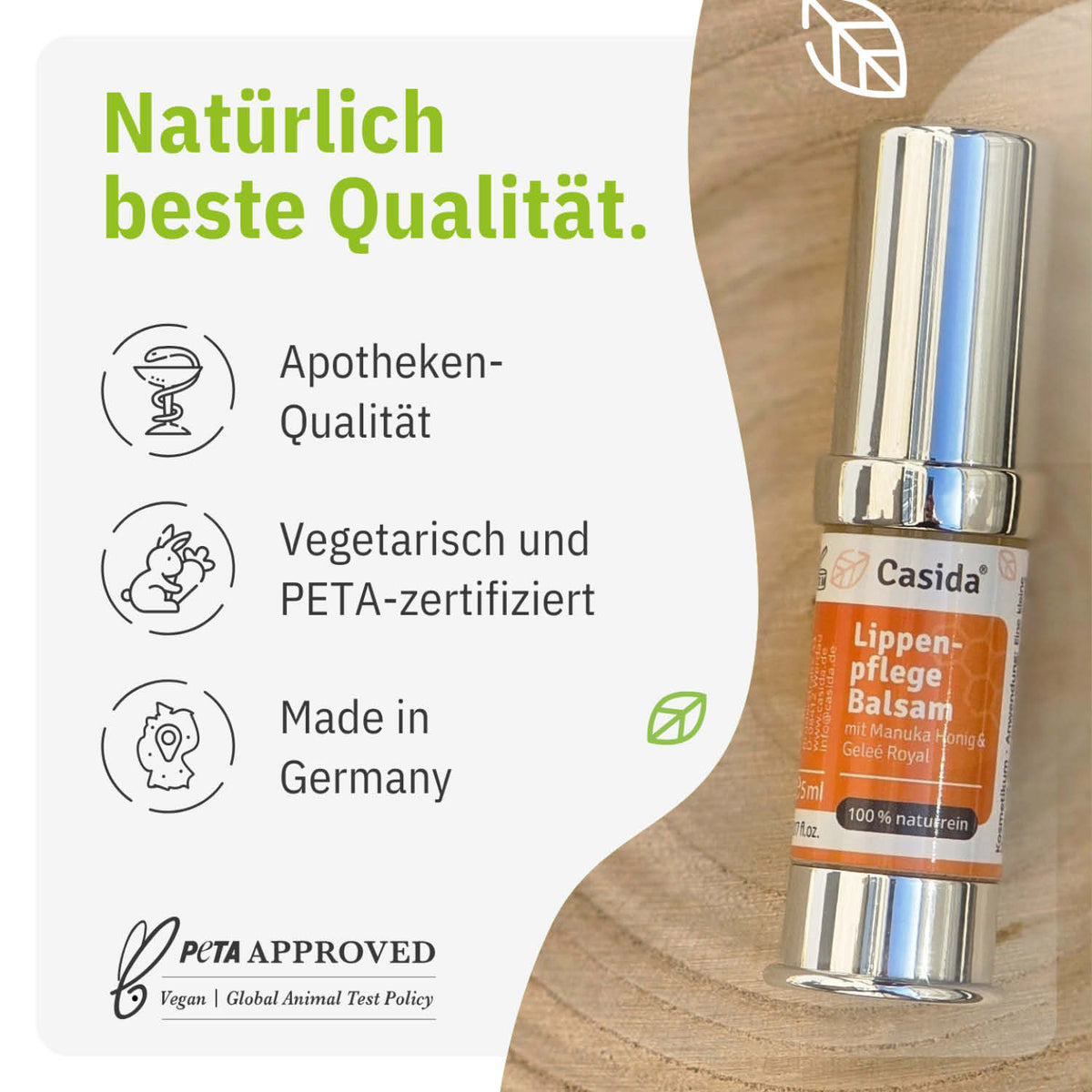 Lippenpflege Balsam mit Manuka Honig & Gelee Royale tierversuchsfrei